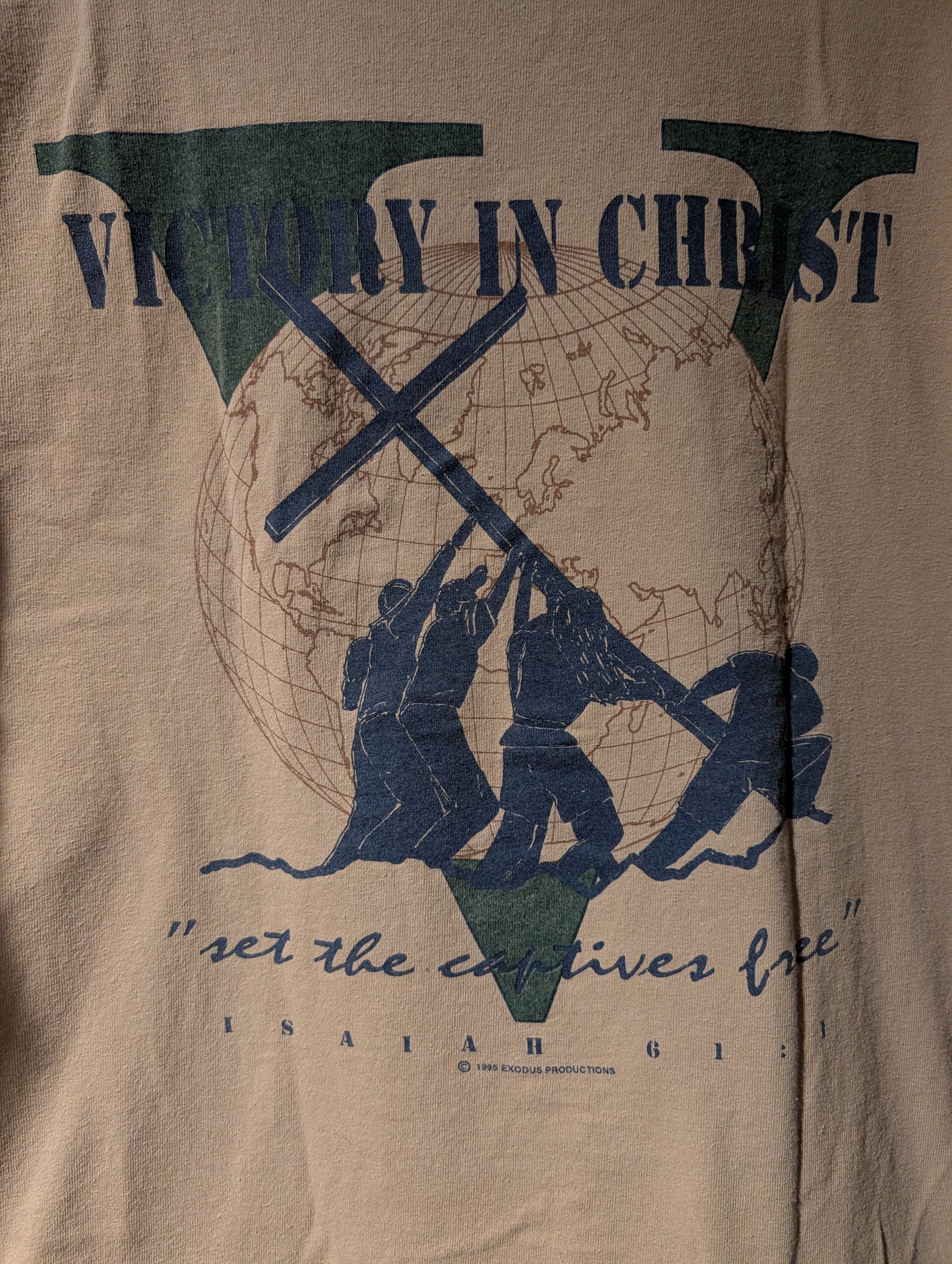 Vintage Vintage 1995 Victory in Christ Jesus Verses Religion T-Shirt Size US XL / EU 56 / 4 - 2 Thumbnail