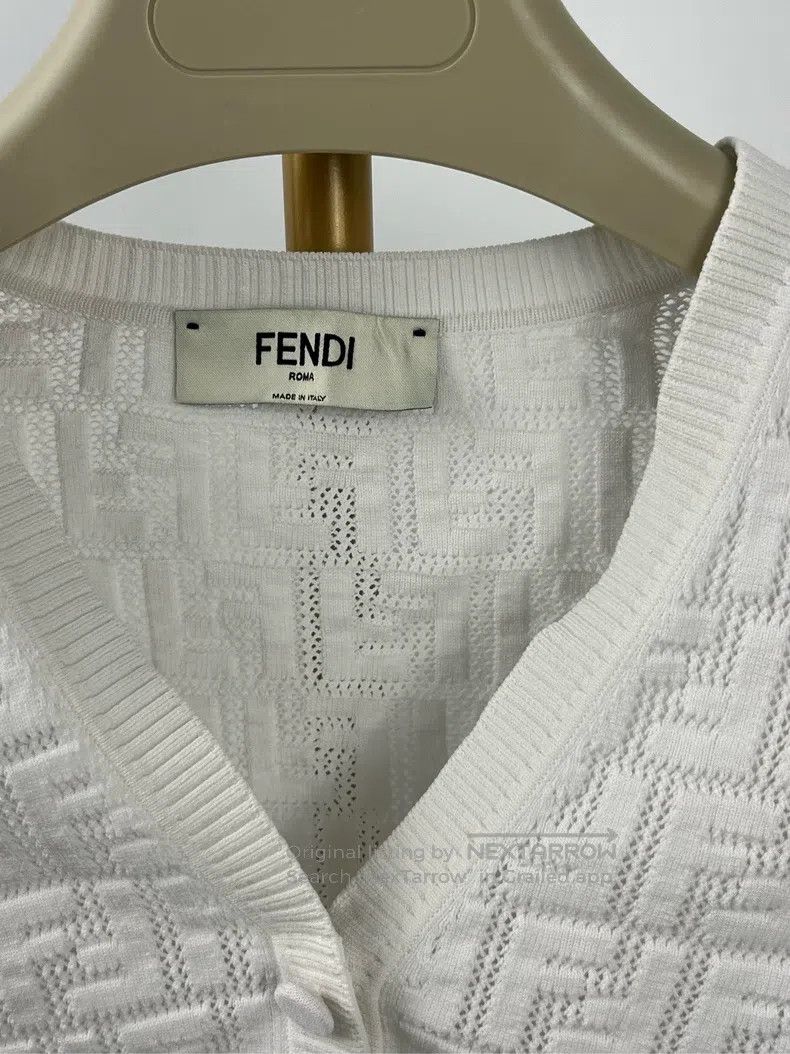 Fendi Fendi White fully printed logo knit coat Size XS / US 0-2 / IT 36-38 - 3 Thumbnail