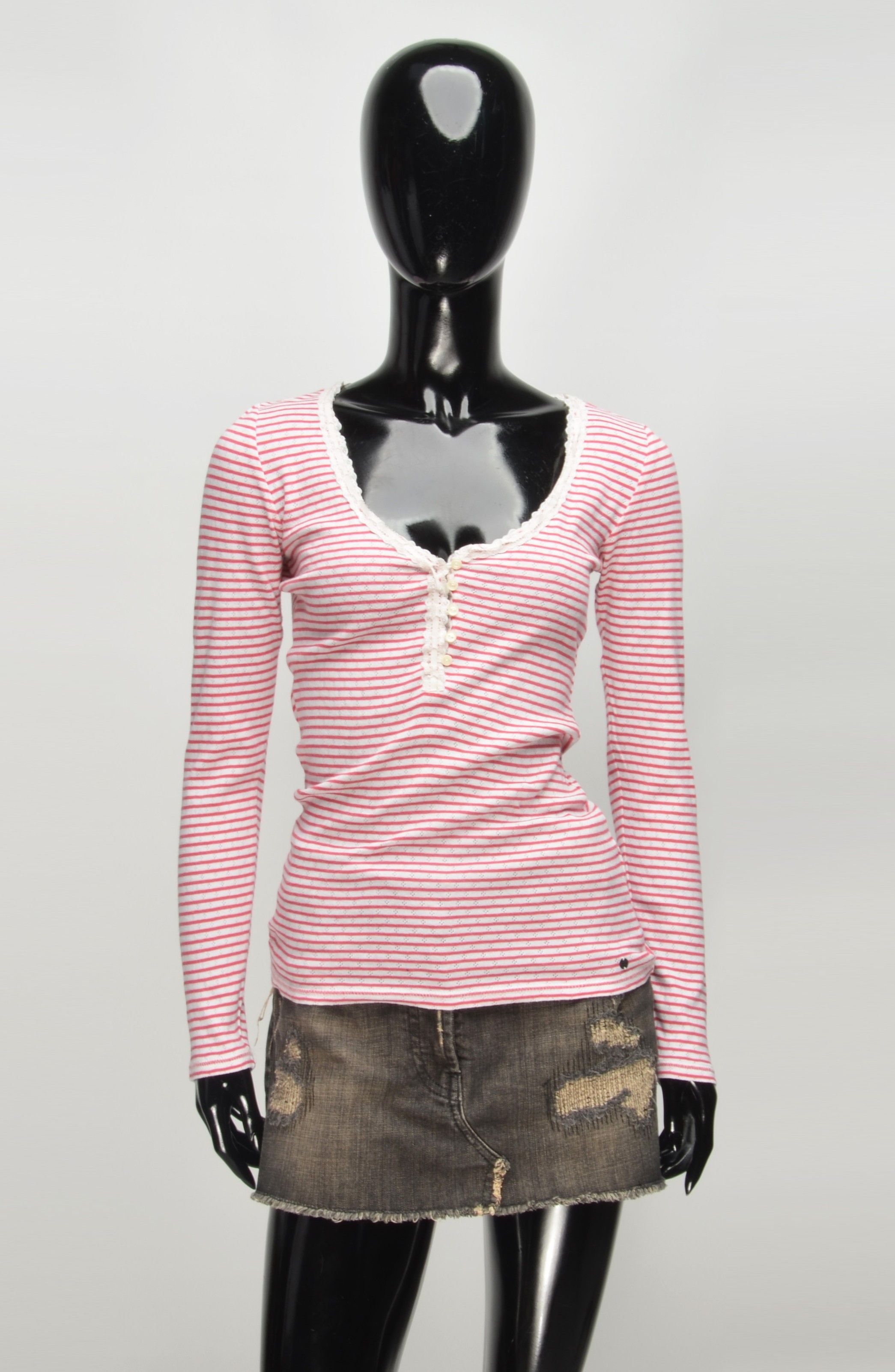Denim & Supply Ralph Lauren Ralph Lauren Denim & Supply Y2K Striped Babydoll Henley Top Size S / US 4 / IT 40 - 1 Thumbnail
