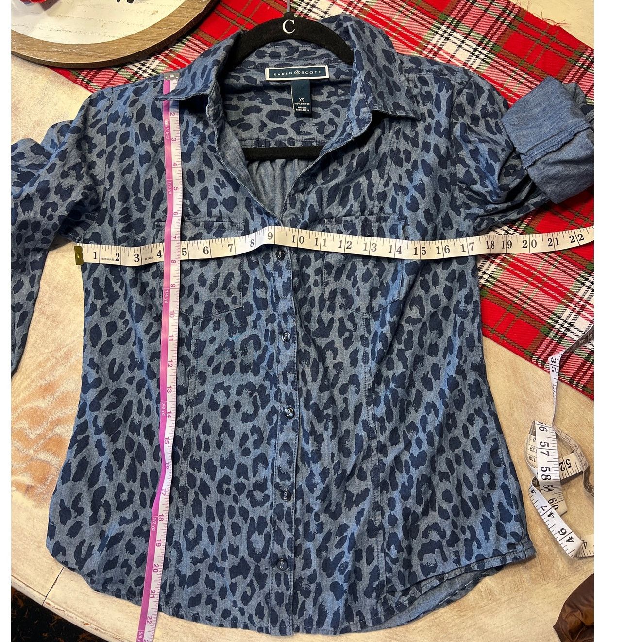 Other Karen Scott 3/4 sleeve button up animal print denim top XS Size XS / US 0-2 / IT 36-38 - 7 Thumbnail
