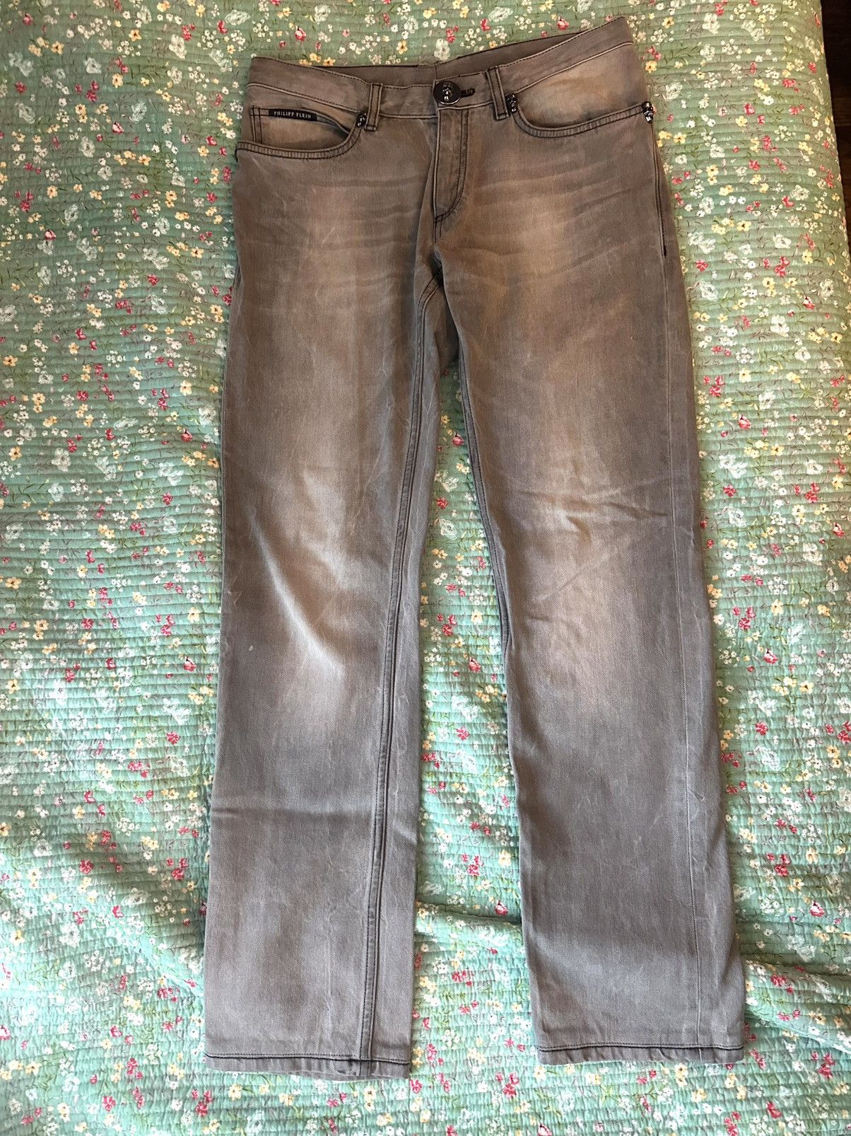 Philipp Plein sliver/grey skull denim