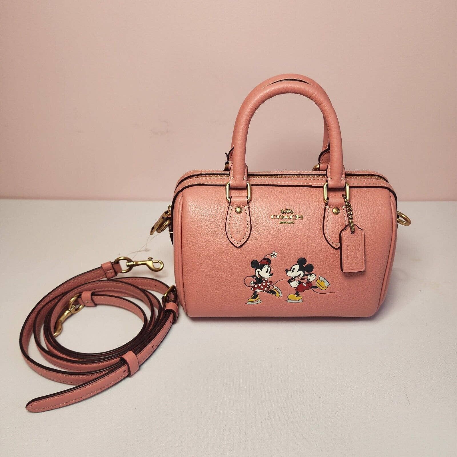 image of Coach Cn030 Disney Mini Rowan Crossbody Ice Skate Motif Pink, Women's