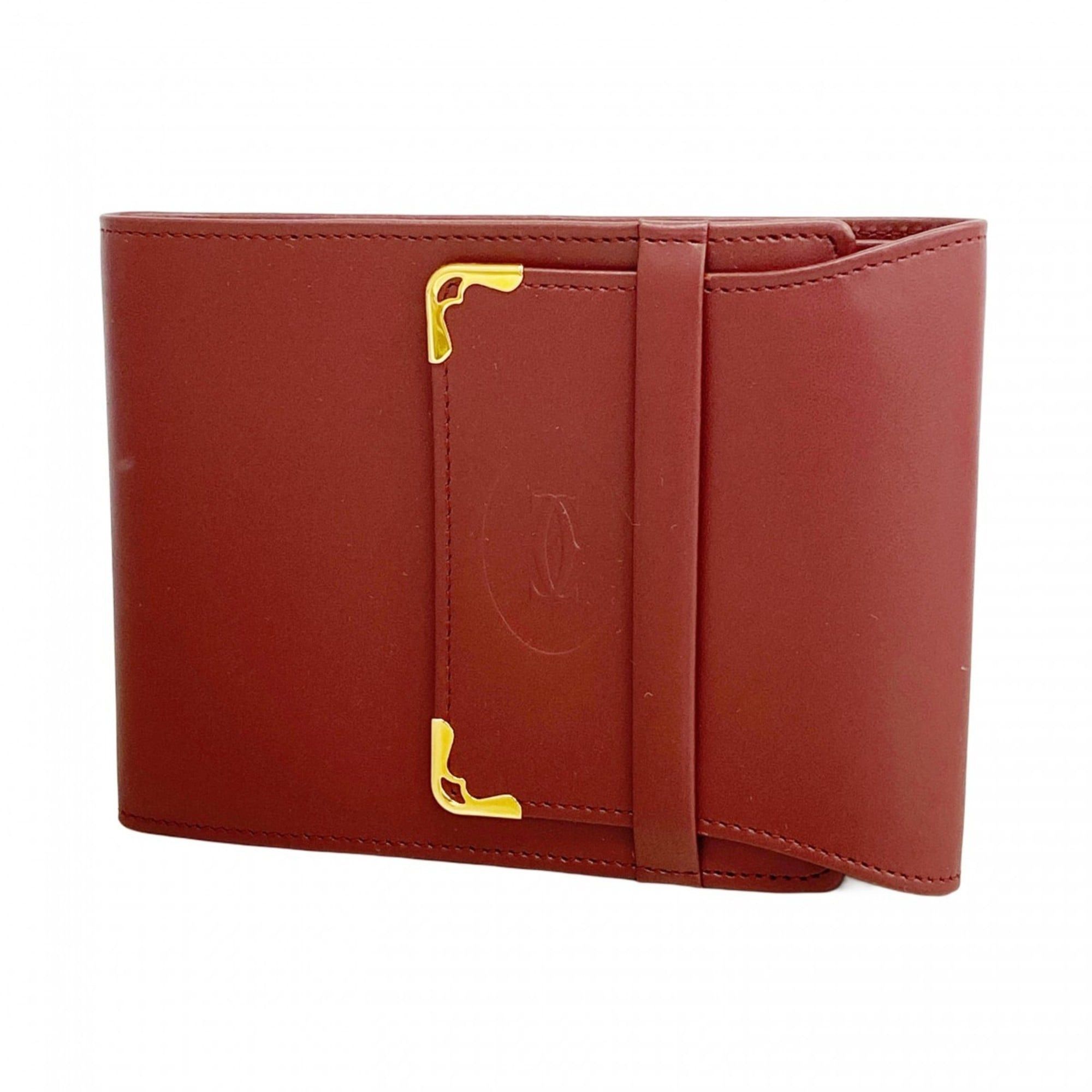Cartier Must Leather Wallet Bordeaux Women's