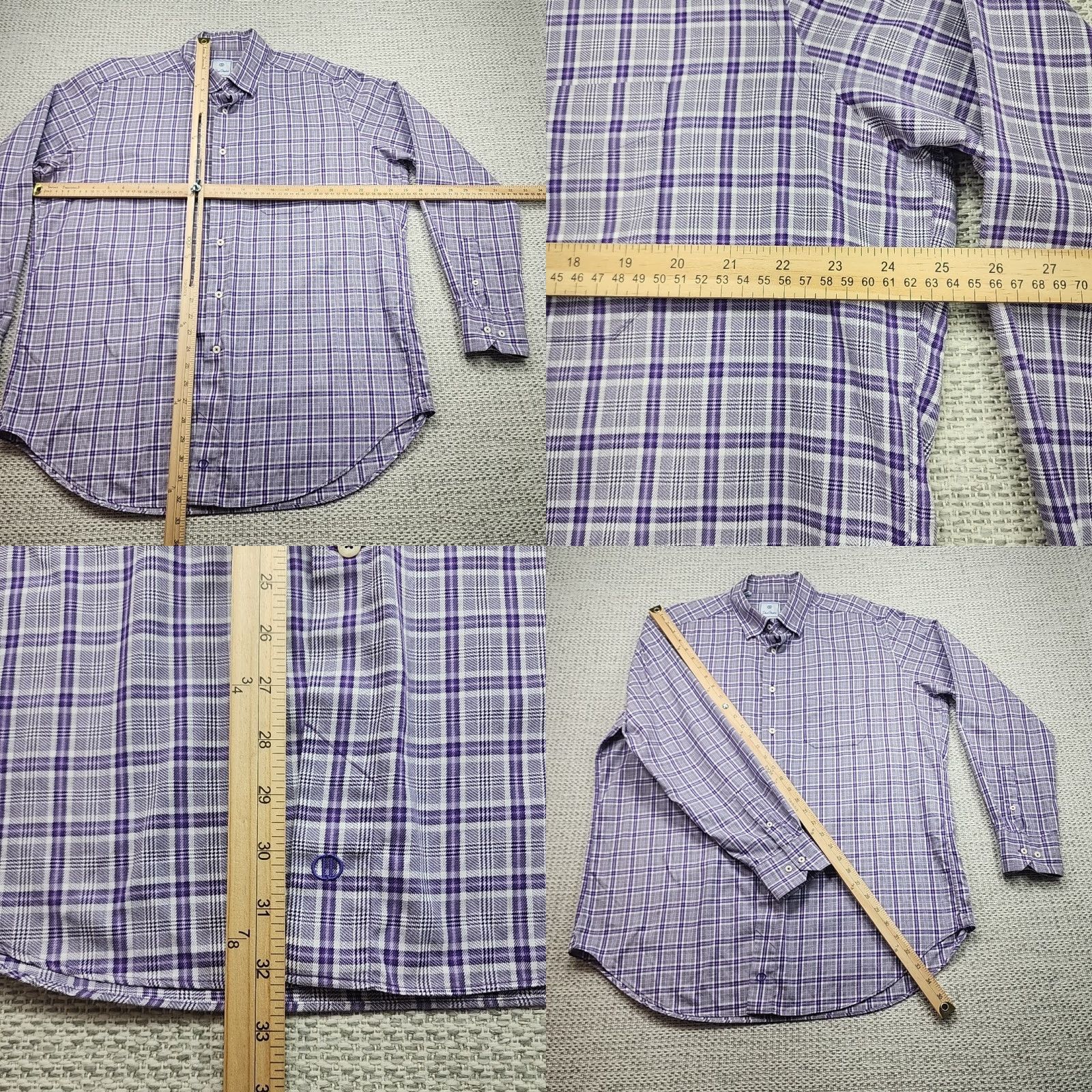 David Donahue David Donahue Shirt Mens XL Purple Plaid Checks 100% Cotton Button-Up Casual Dress Size US XL / EU 56 / 4 - 8 Thumbnail
