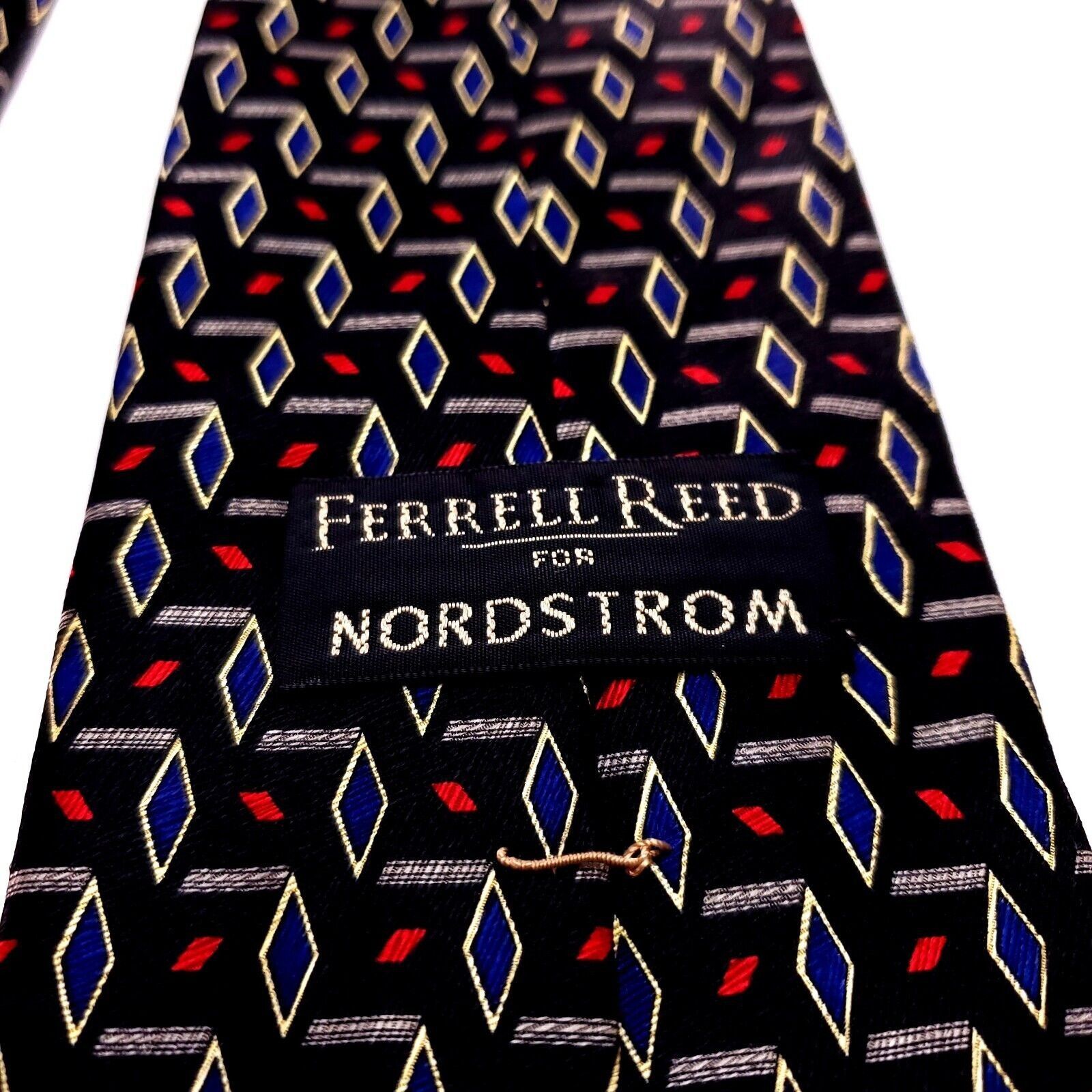 Vintage Ferrell Reed Nordstrom Silk Tie Black Red Blue Geometric USA Size ONE SIZE - 5 Thumbnail