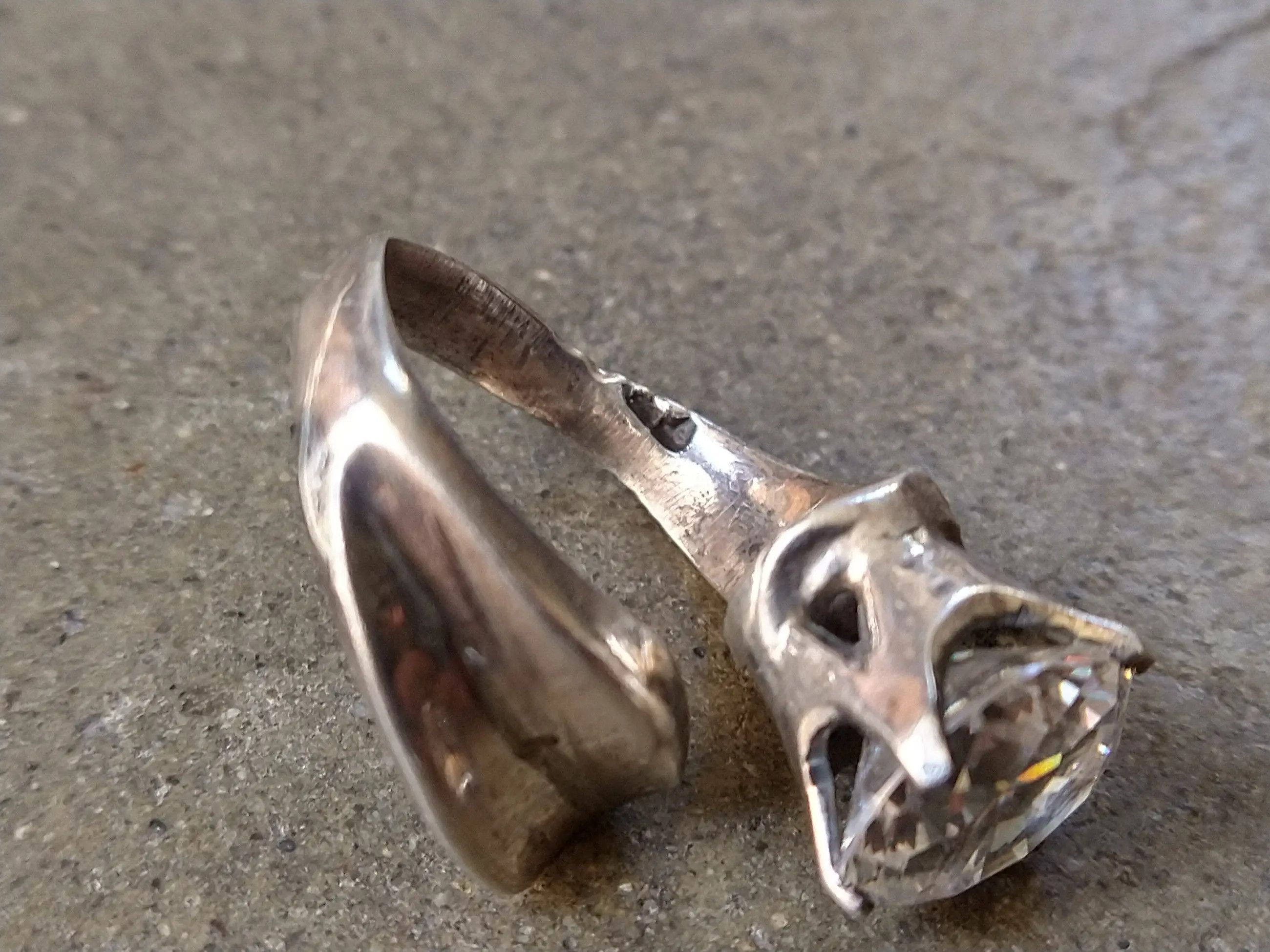 Sterling Silver Vintage Sterling Silver Ring Size 8 Modern Clear CZ Size ONE SIZE - 9 Thumbnail