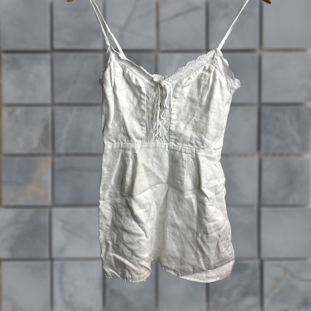 Reformation Reformation Dress Womens 8 White Lace Trim Spaghetti Strap Mini Sundress Size M / US 6-8 / IT 42-44 - 1 Thumbnail
