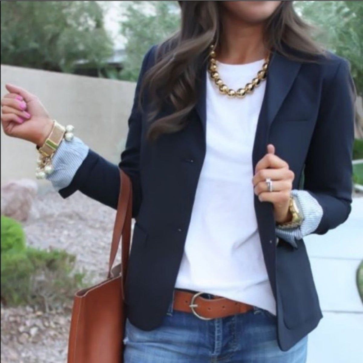 Gap GAP Academy Blazer 8 Navy Striped inside Cuffs Green Lined Size M / US 6-8 / IT 42-44 - 1 Thumbnail