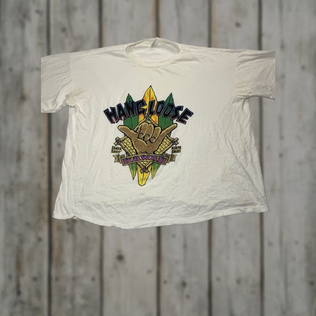 Vintage VINTAGE SBW Hawaii Shirt XL White Short Sleeve Crew Neck Graphic Print 90s North Shore Men Cropped Size US XL / EU 56 / 4 - 1 Thumbnail