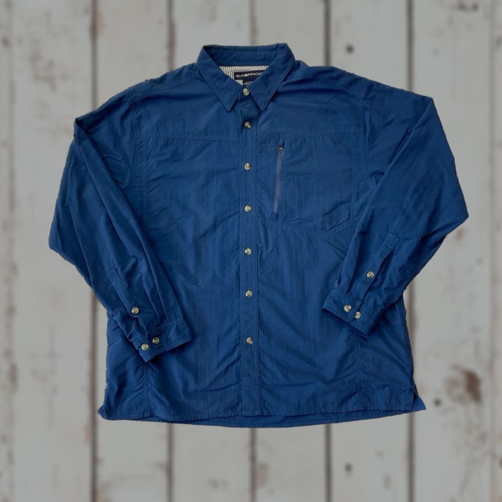 ExOfficio EXOFFICIO Shirt Mens XL Long Sleeve Fishing Hike Trail Vented Snap Button Blue Size US XL / EU 56 / 4 - 1 Thumbnail