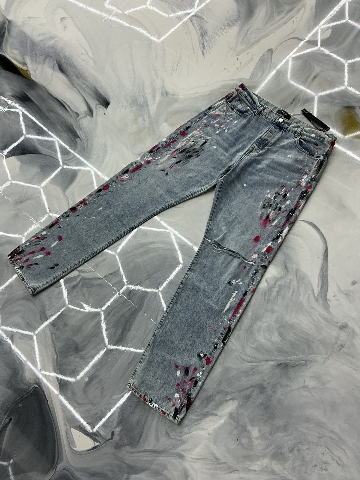 Amiri Amiri Painter Jeans Blue Pink Size 36 Size US 36 / EU 52 - 2 Thumbnail