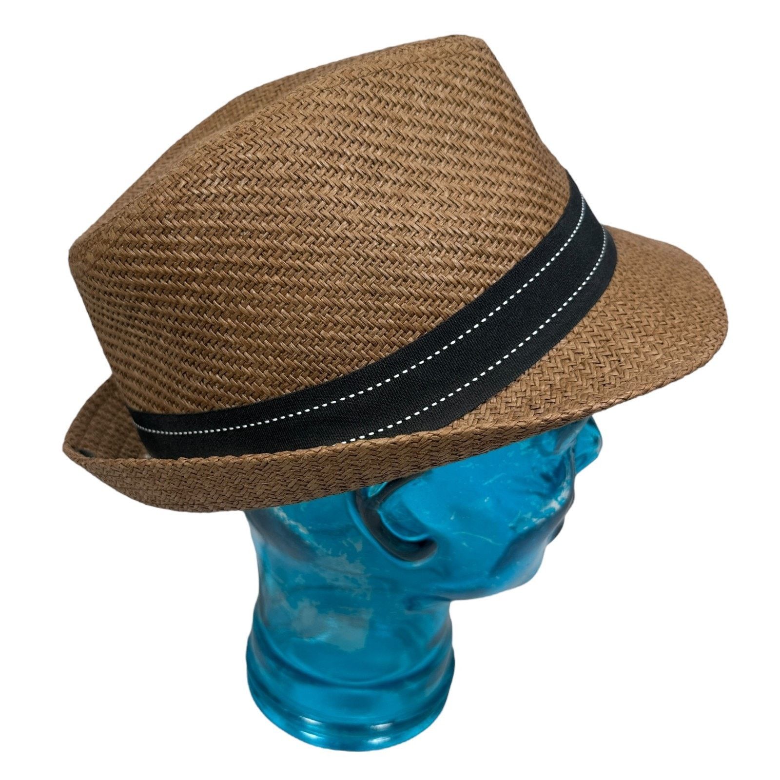 Other Peter Grimm Fedora Hat Brown Black Striped Band Paper Cap Size ONE SIZE - 5 Thumbnail