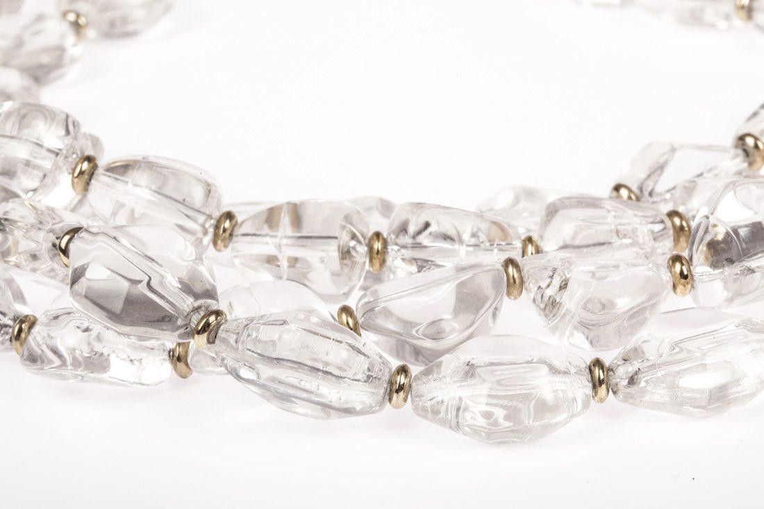 Designer Clear Lucite Nugget Bead Torsade Necklace Size ONE SIZE - 3 Thumbnail