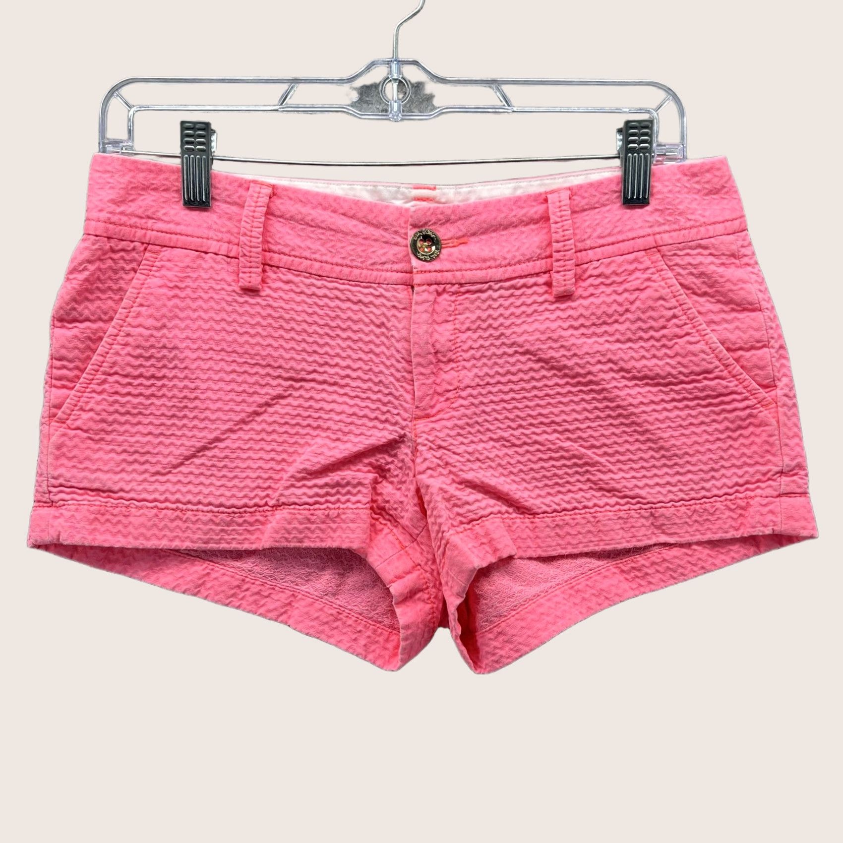 Lilly Pulitzer VINTAGE Lilly Pulitzer Shorts Womens 2 Walsh Seersucker Chino Pink Casual Summer Womens Size 26" / US 2 / IT 38 - 1 Thumbnail
