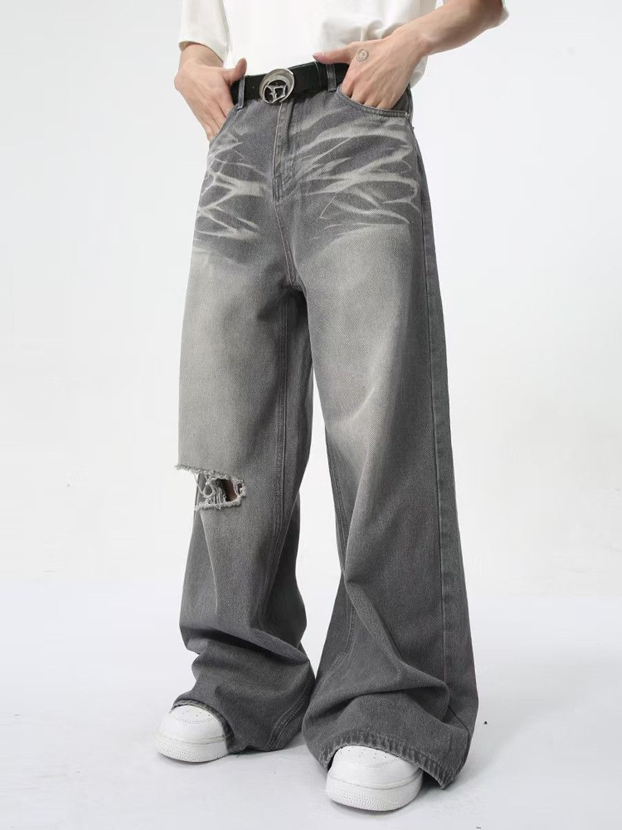Japanese Brand × Jean Vintage washed ripped loose straight jeans Size US 32 / EU 48 - 3 Thumbnail