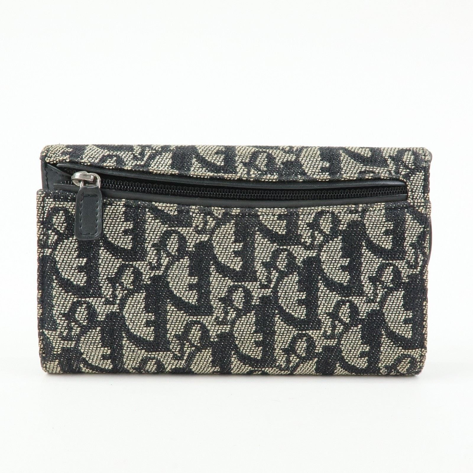Christian Dior Monsieur Christian Dior Oblique Saddle Flap Wallet Canvas Navy Size ONE SIZE - 2 Thumbnail
