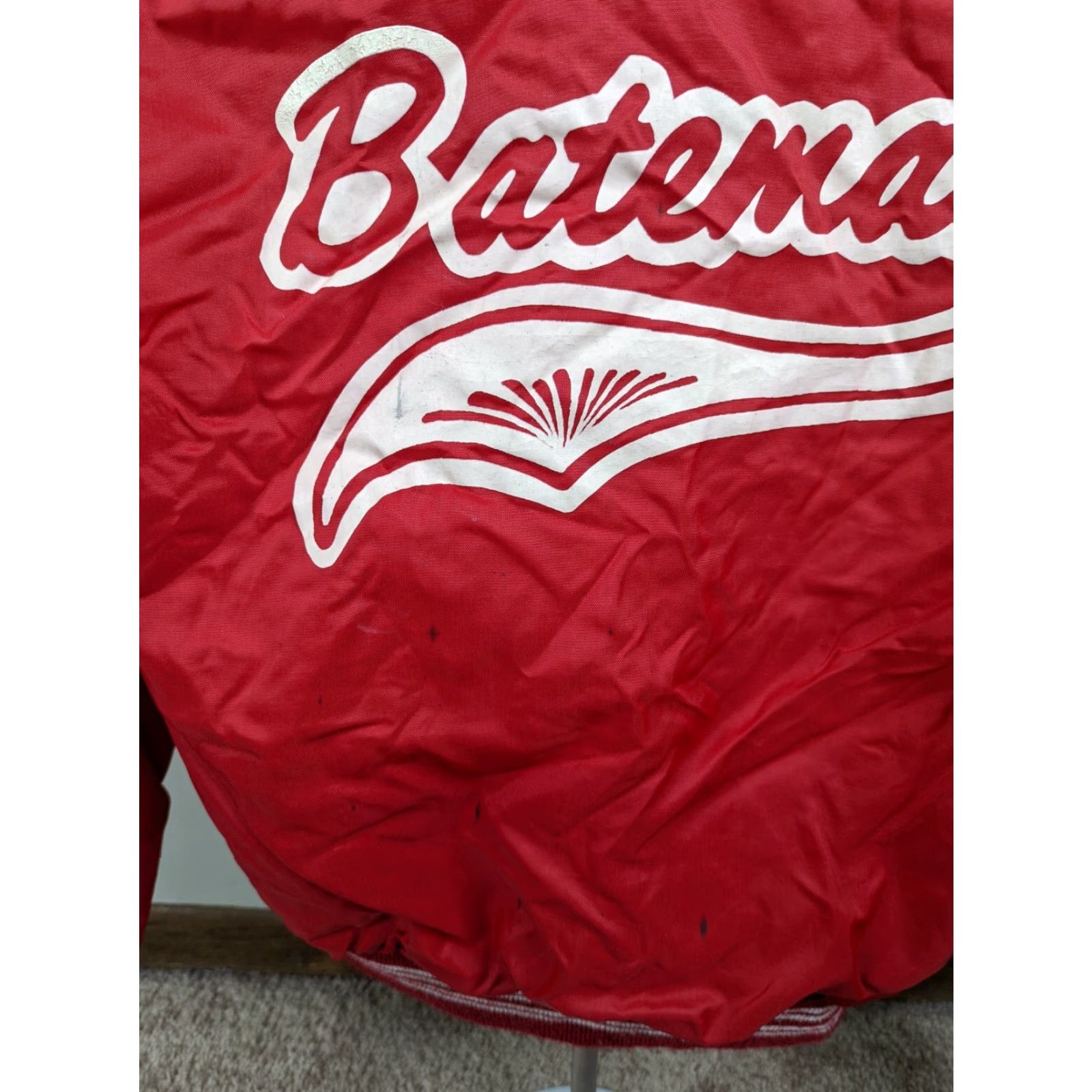 Vintage Batman Vintage Mens Satin Solfshell Varsity Bomber Jacket S Made in USA Red Snap Mens Womens? Size US S / EU 44-46 / 1 - 4 Thumbnail