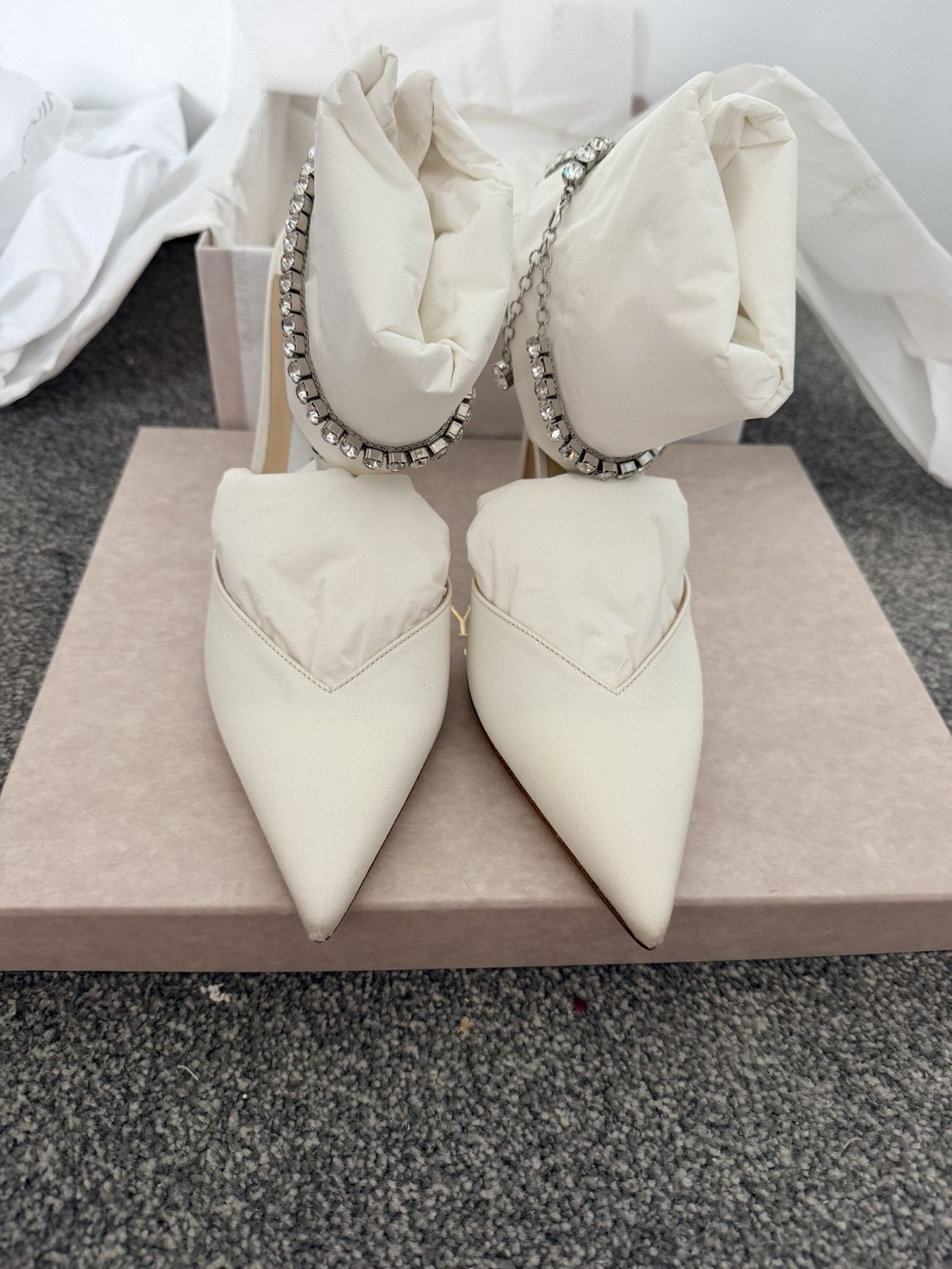 Jimmy Choo Jimmy Choo Saeda 100 l 39 EU Ivory/Crystal Size US 9 / IT 39 - 6 Thumbnail