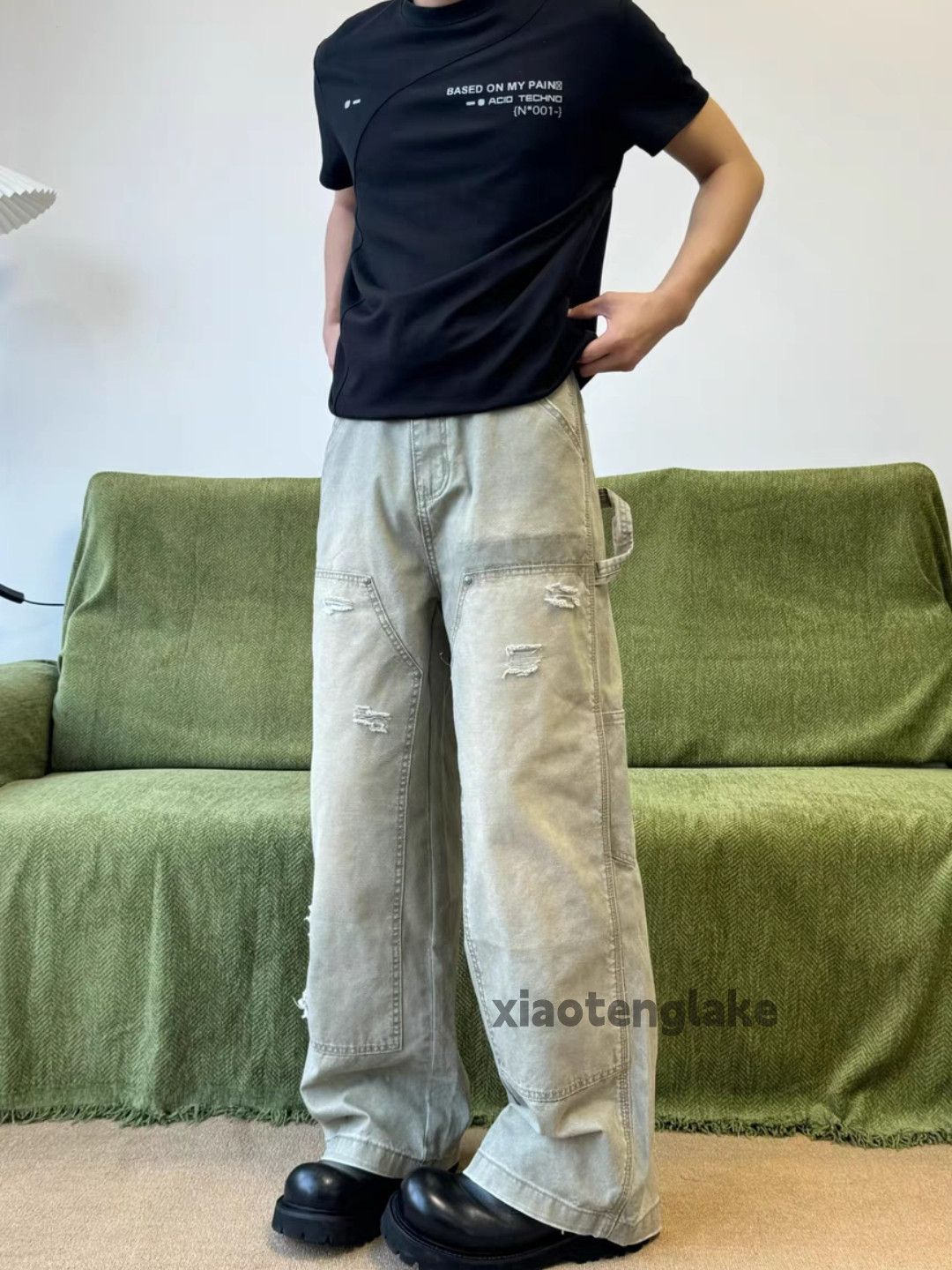 Designer × Japanese Brand × Vintage washed faded work carpenter damaged cargo pants Size US 28 / EU 44 - 1 Thumbnail