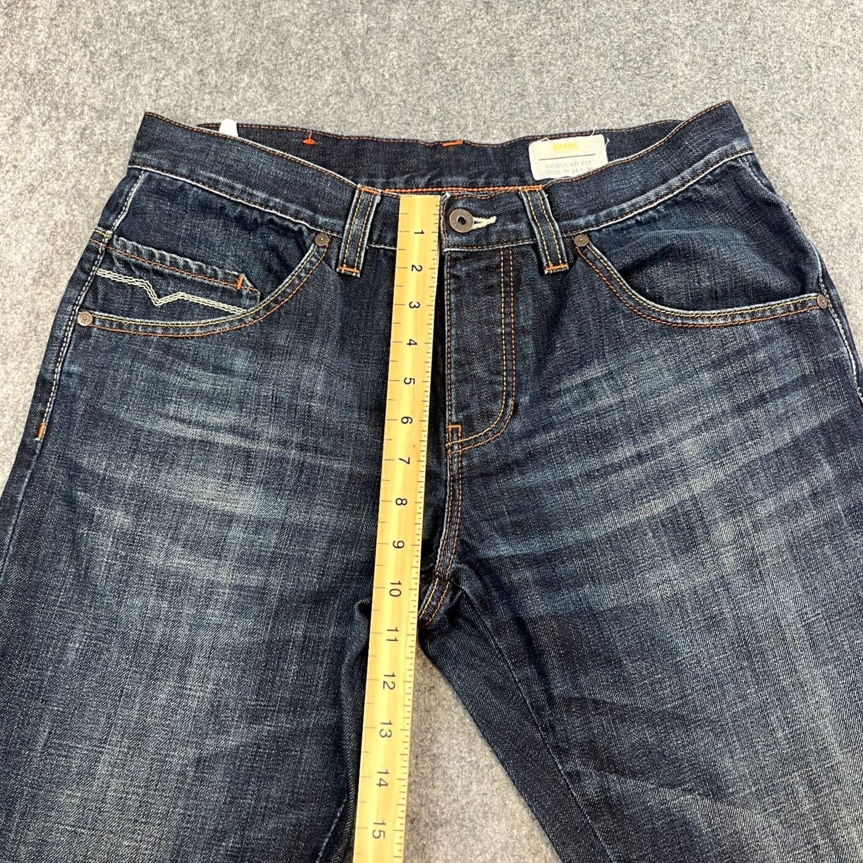 Hugo Boss HUGO BOSS Jeans Regular Straight 34 32 Dark Wash Blue Whiskers Jeans Mens Regular 34in 32in Denim 5-Pocket Design Cotton Fabric Wash Dark Vintage No Size US 34 / EU 50 - 5 Thumbnail