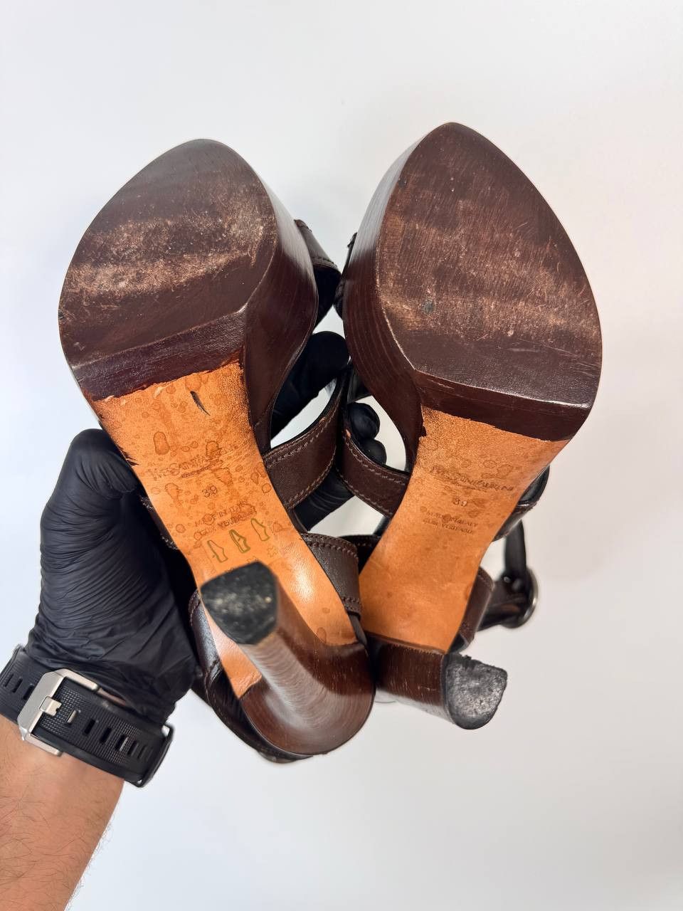 Yves Saint Laurent Sandales Escarpins Cuir Marron Yves Saint Laurent Sz 39 Size US 8.5 / IT 38.5 - 9 Thumbnail