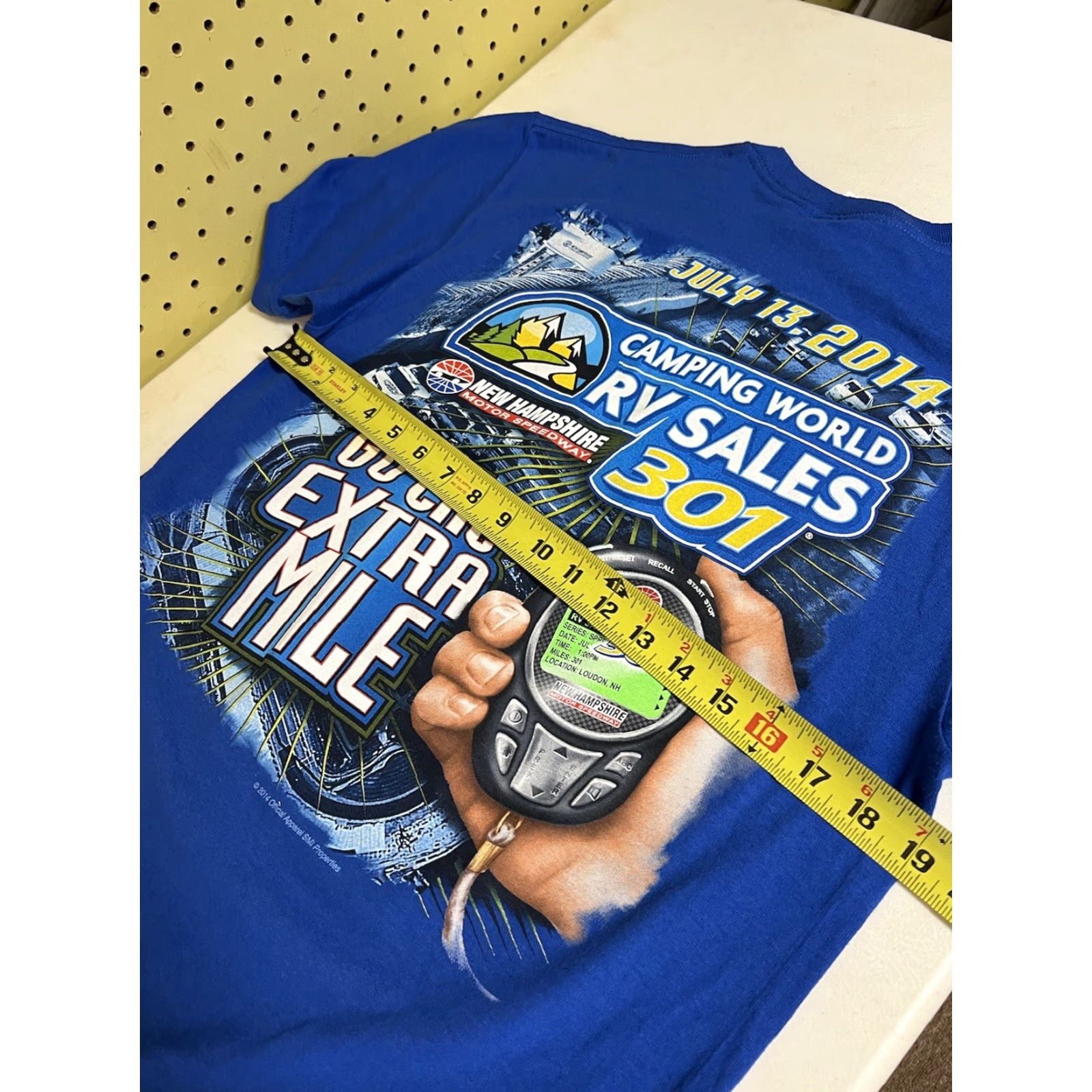 Delta NASCAR T-Shirt Blue Short Sleeve M Men Crew Neon Racing 2014 New Hampshire RV 301 Delta Cotton Size US M / EU 48-50 / 2 - 7 Thumbnail
