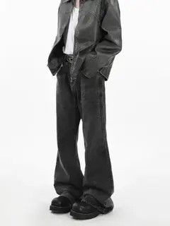 VIBE Vintage washed black baggy wide leg jeans Size US 34 / EU 50 - 6 Thumbnail