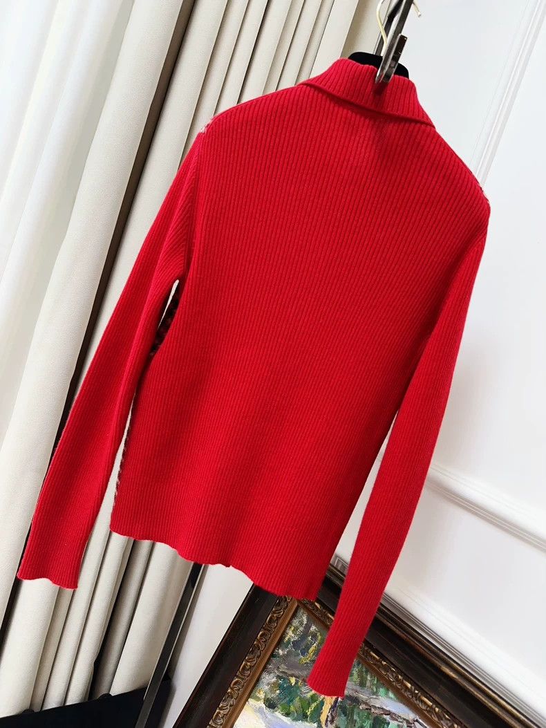 Chanel Ski series red plaid sweater coat