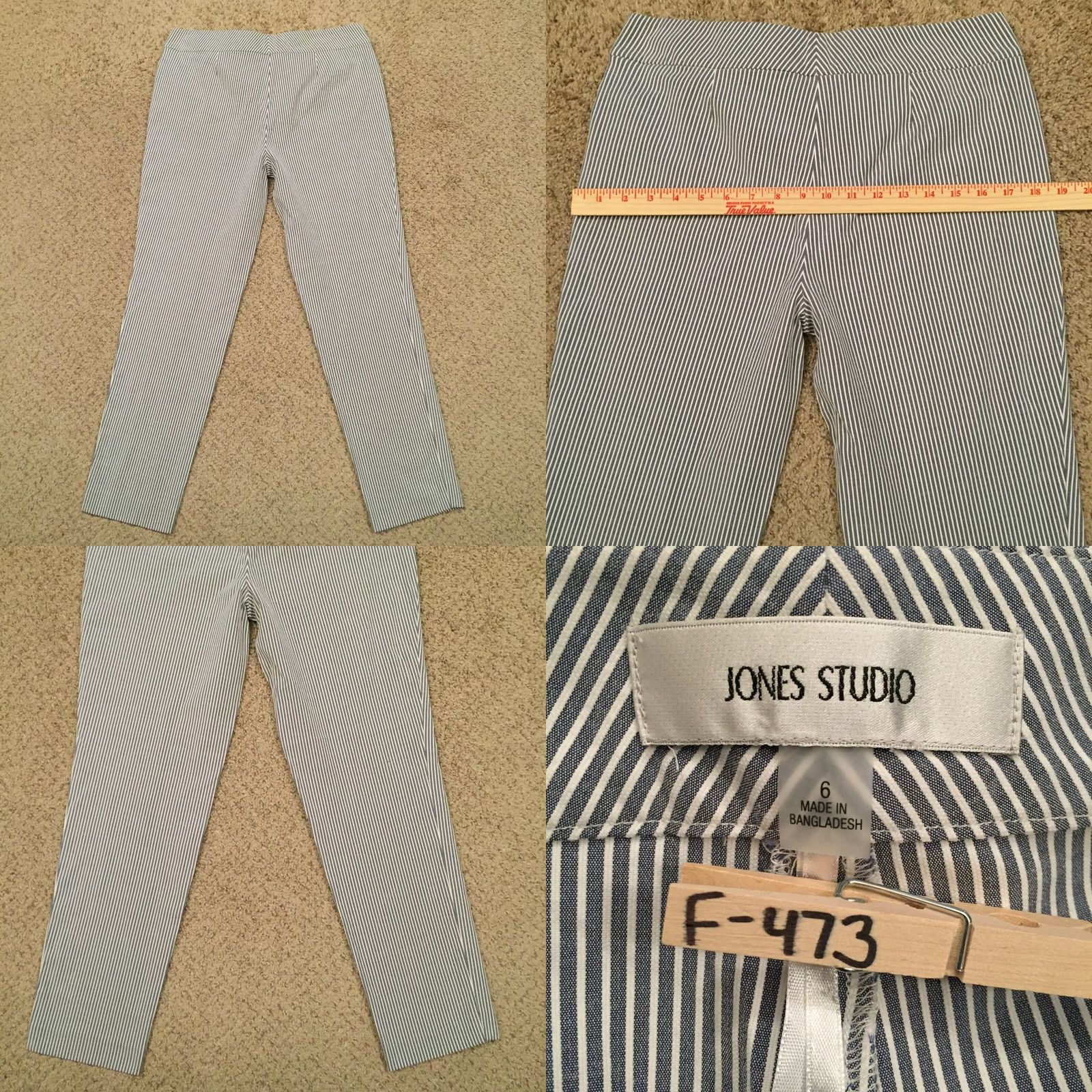 Vintage Blue White Striped Ankle Pants - 6 Size Womens Business Size 28" / US 6 / IT 42 - 8 Thumbnail