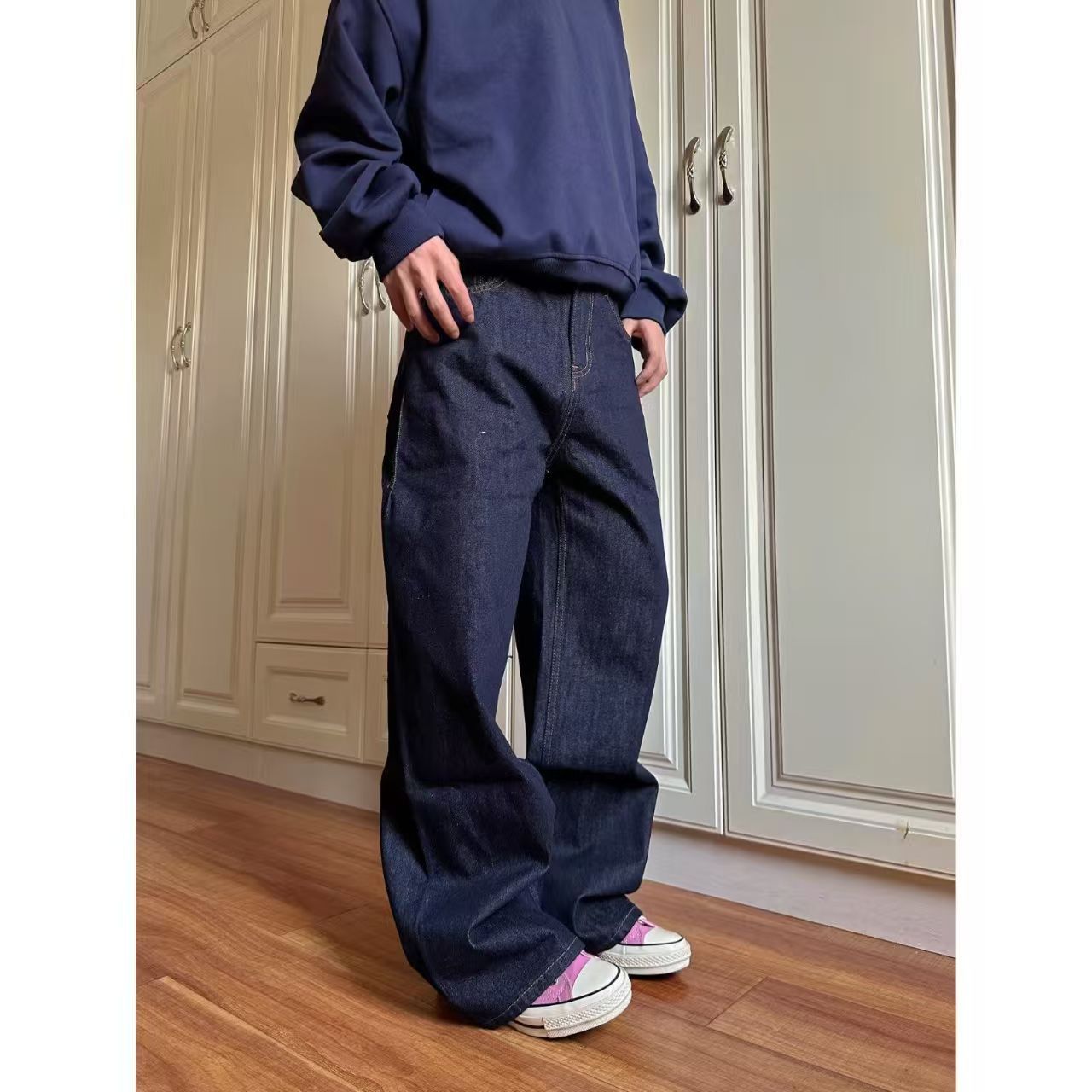Japanese Brand Dark blue washed vintage multi-pocket cargo jeans Size US 32 / EU 48 - 3 Thumbnail