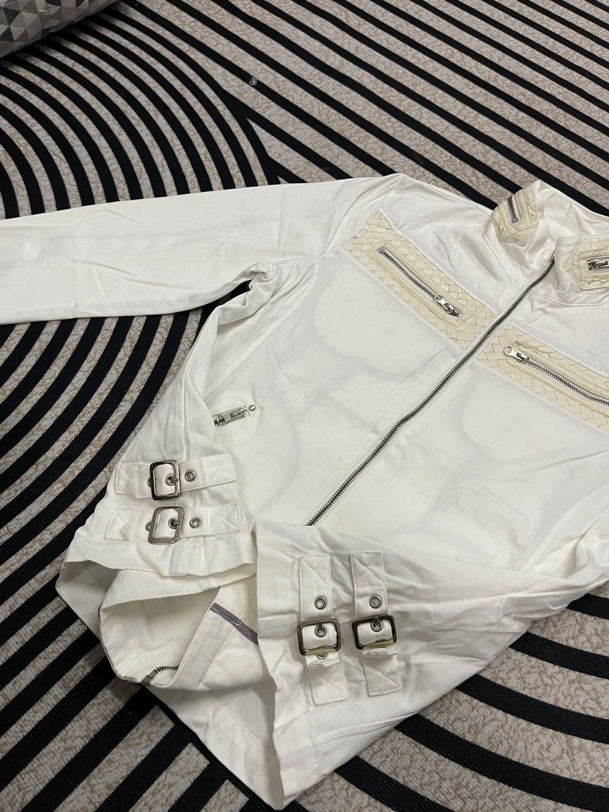 In The Attic 2000s IN THE ATTIC BIKER JACKET OFF WHITE COTTON Size US M / EU 48-50 / 2 - 7 Thumbnail