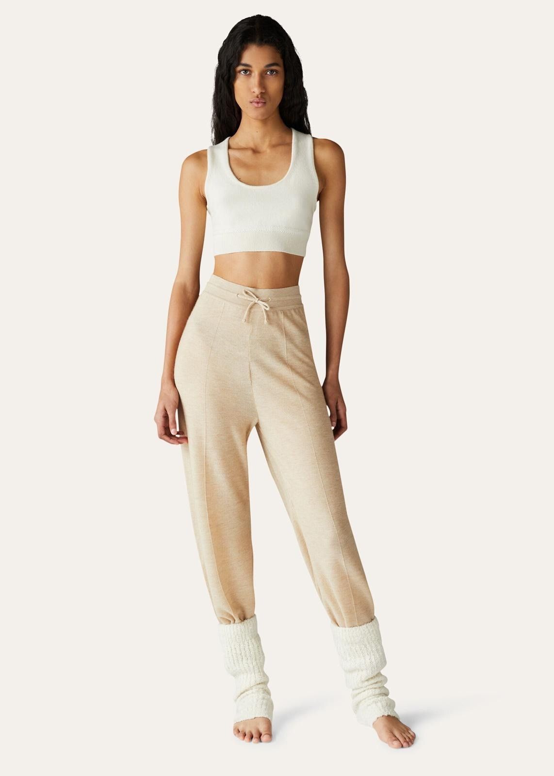 Loro Piana o1srvl11e1124 Cocooning Regular-Fit Cropped Joggers in Beige Size 26" / US 2 / IT 38 - 4 Thumbnail