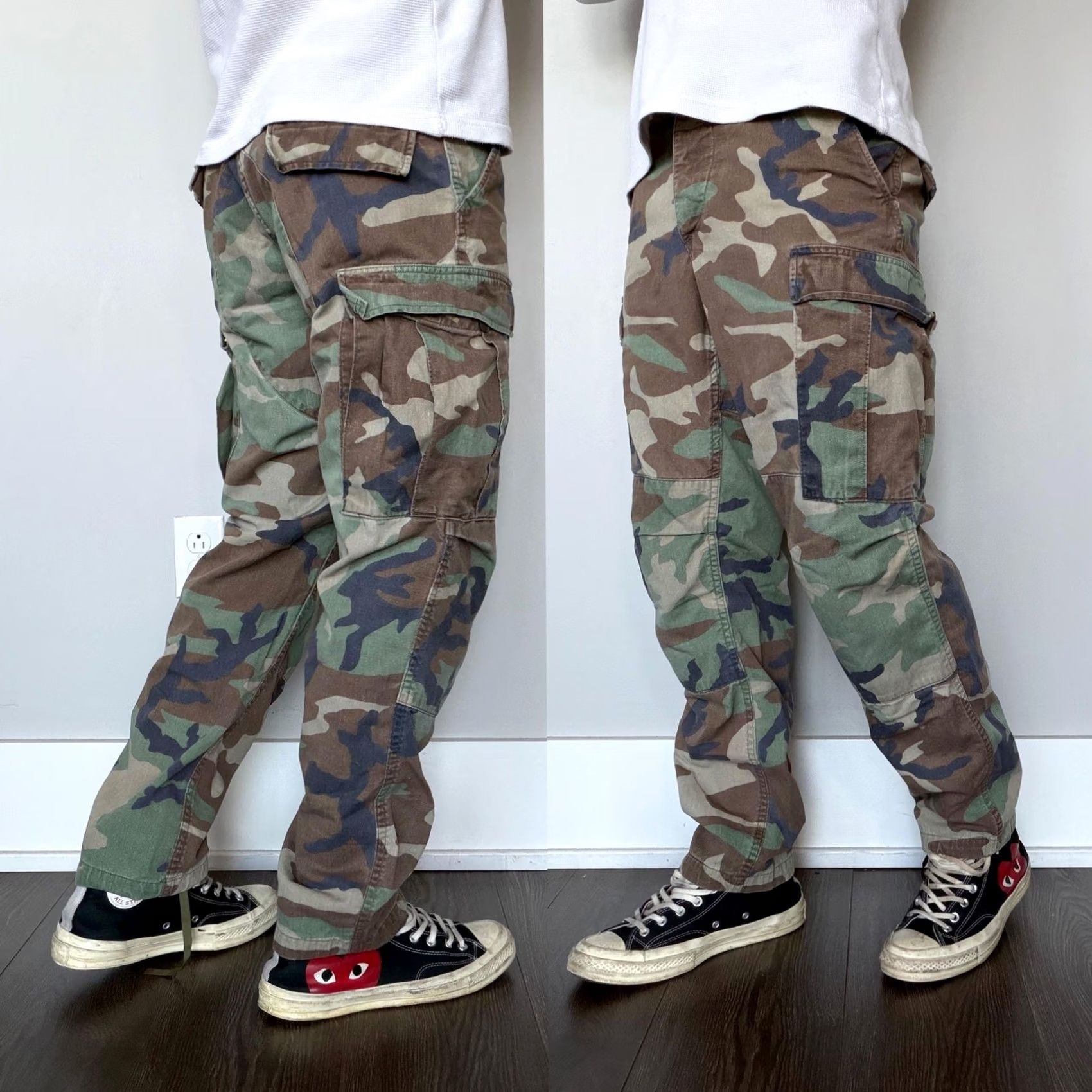 Vintage Y2K Army Camo Cargo Pants Woodland BDU Waist Tabs Ties Baggy Mens 30x28 Size US 30 / EU 46 - 2 Thumbnail