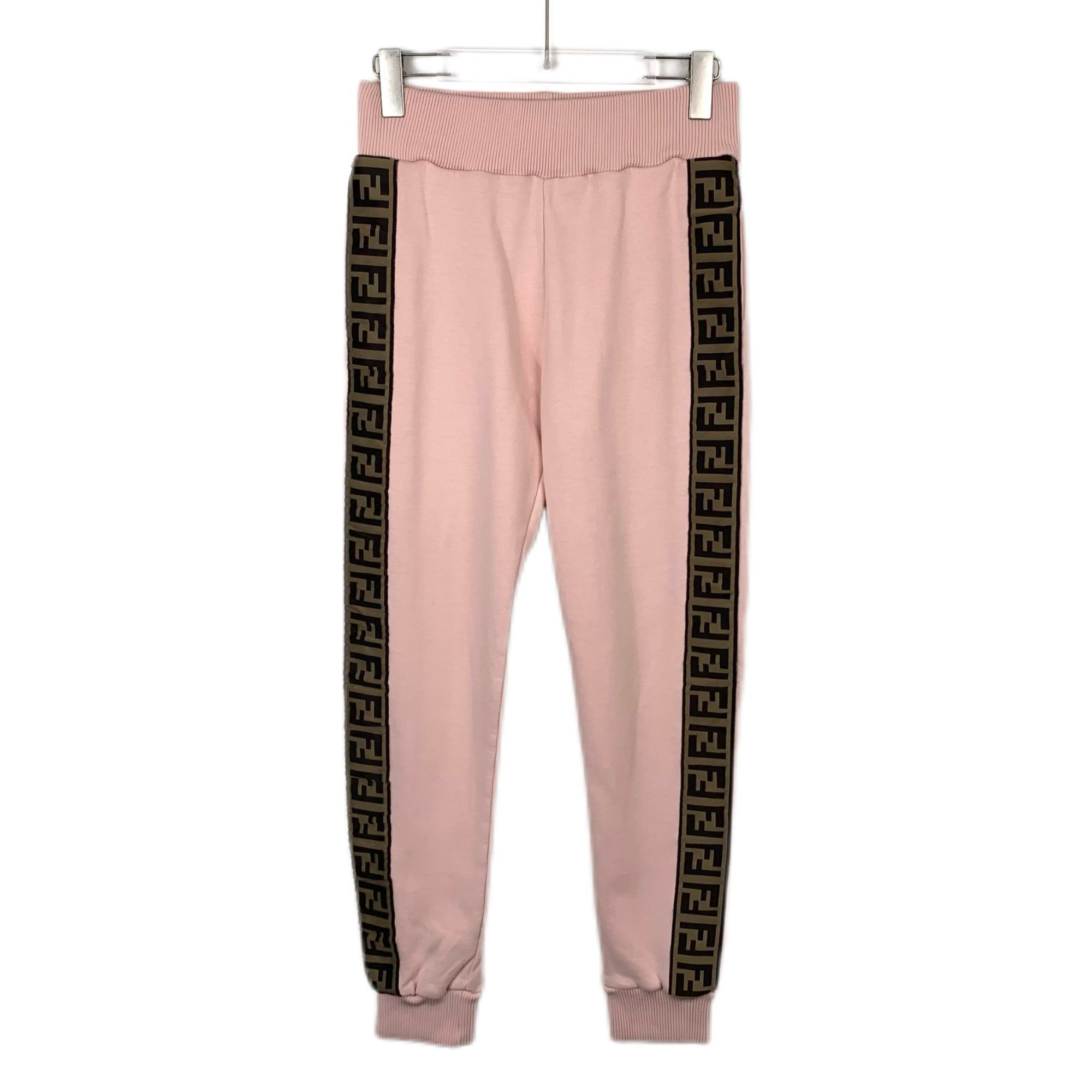 Fendi X10226 Fendi Pink Jogger Sweatpants With Logo Trim Ribbed Size 28" / US 6 / IT 42 - 1 Thumbnail