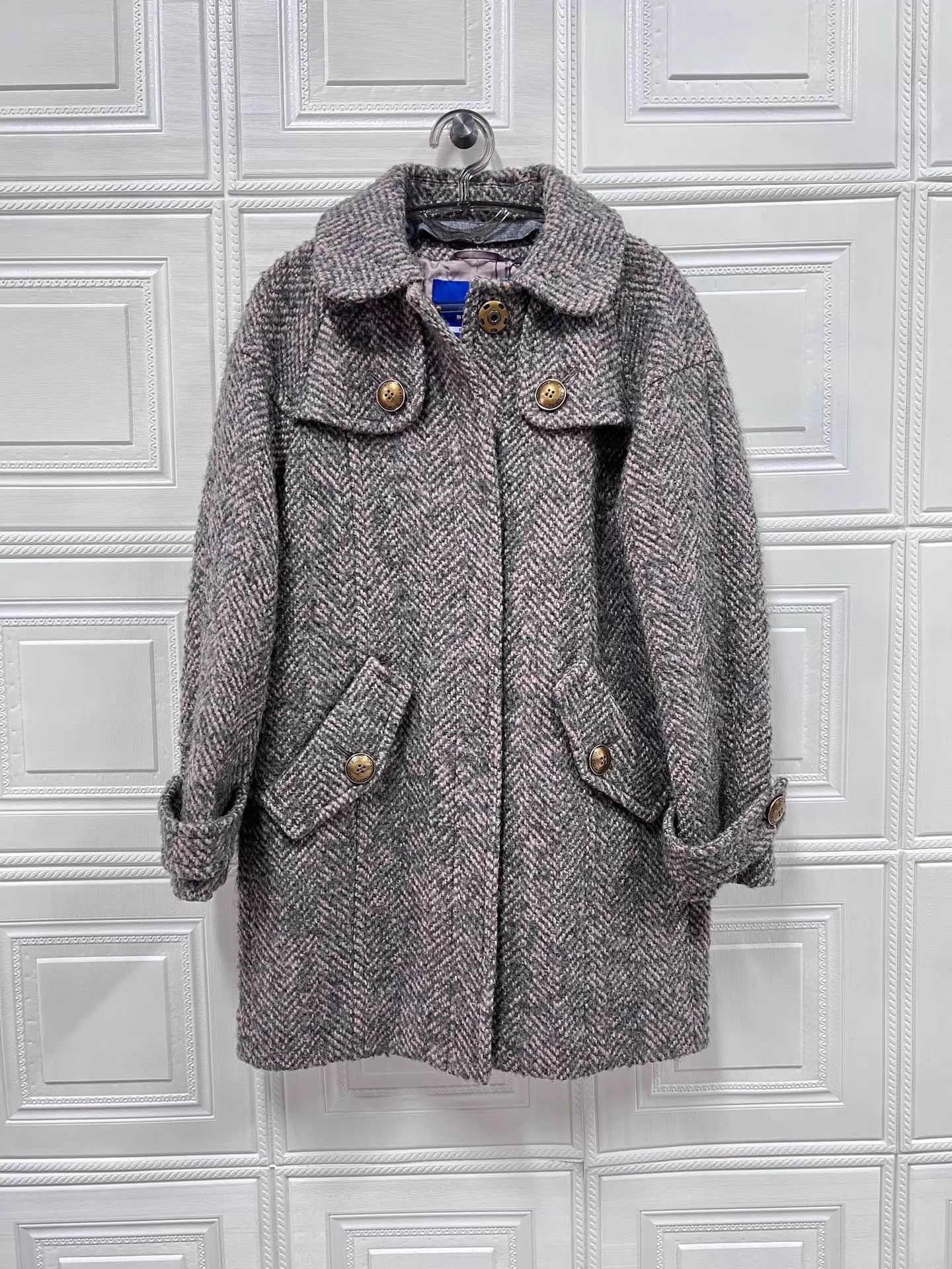 Burberry Burberry Mid-Length Check Wool Overcoat 38 99 New Size XS / US 0-2 / IT 36-38 - 1 Thumbnail