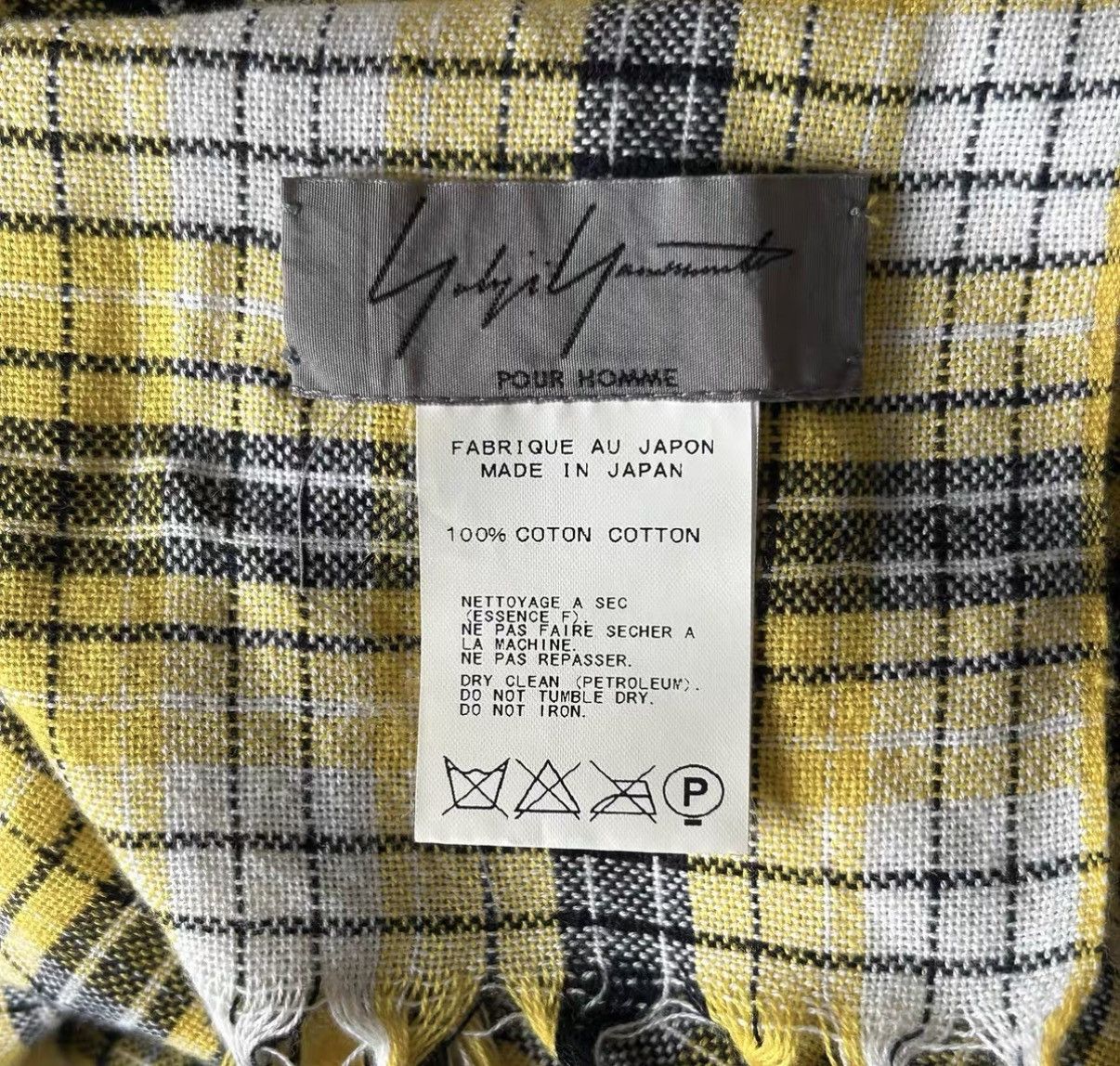 Yohji Yamamoto Yohji Yamamoto 13ss Yellow Plaid Fringe Scarf K4 Size ONE SIZE - 4 Thumbnail