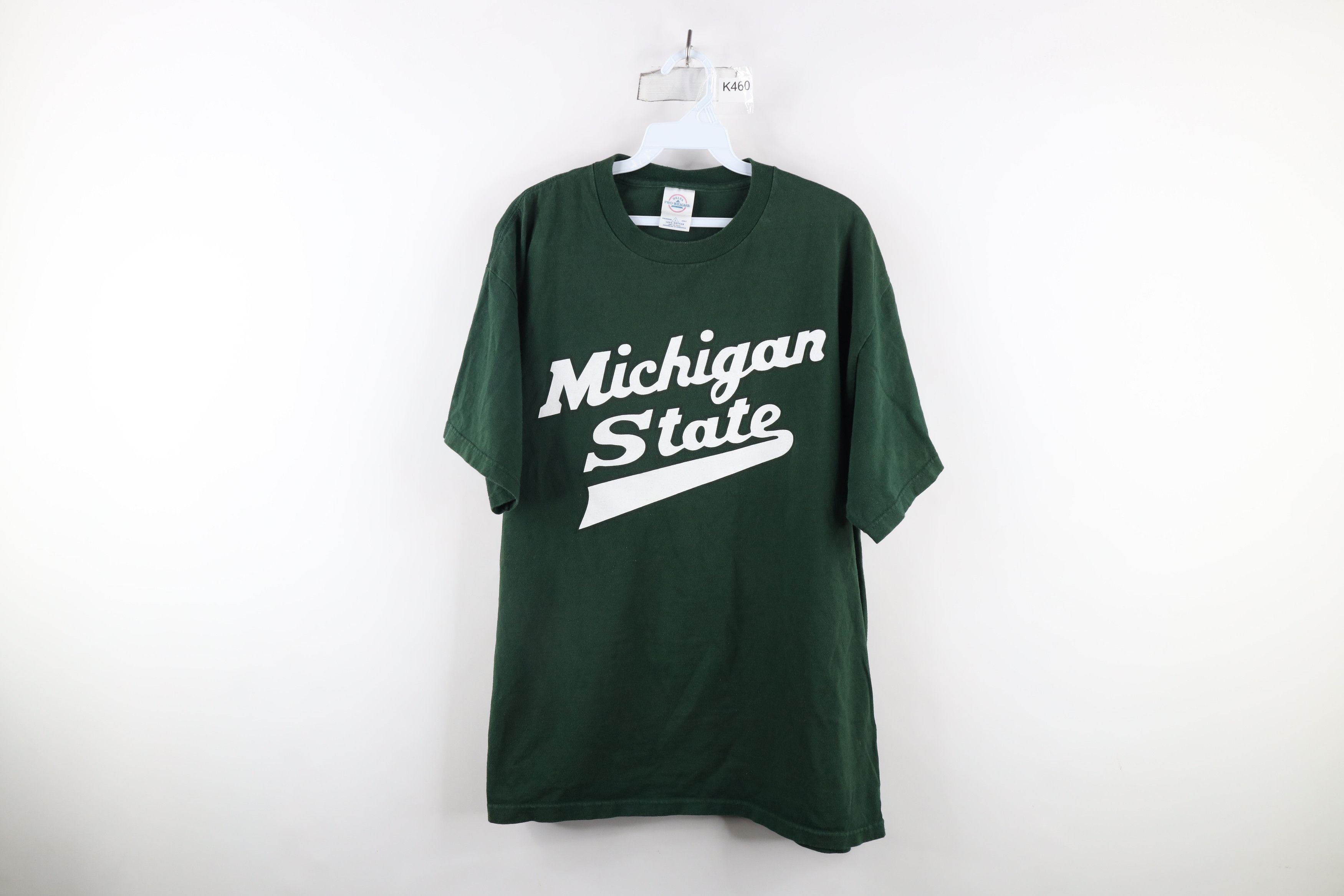Vintage Vintage 90s Script Michigan State University T-Shirt Green Size US L / EU 52-54 / 3 - 1 Thumbnail