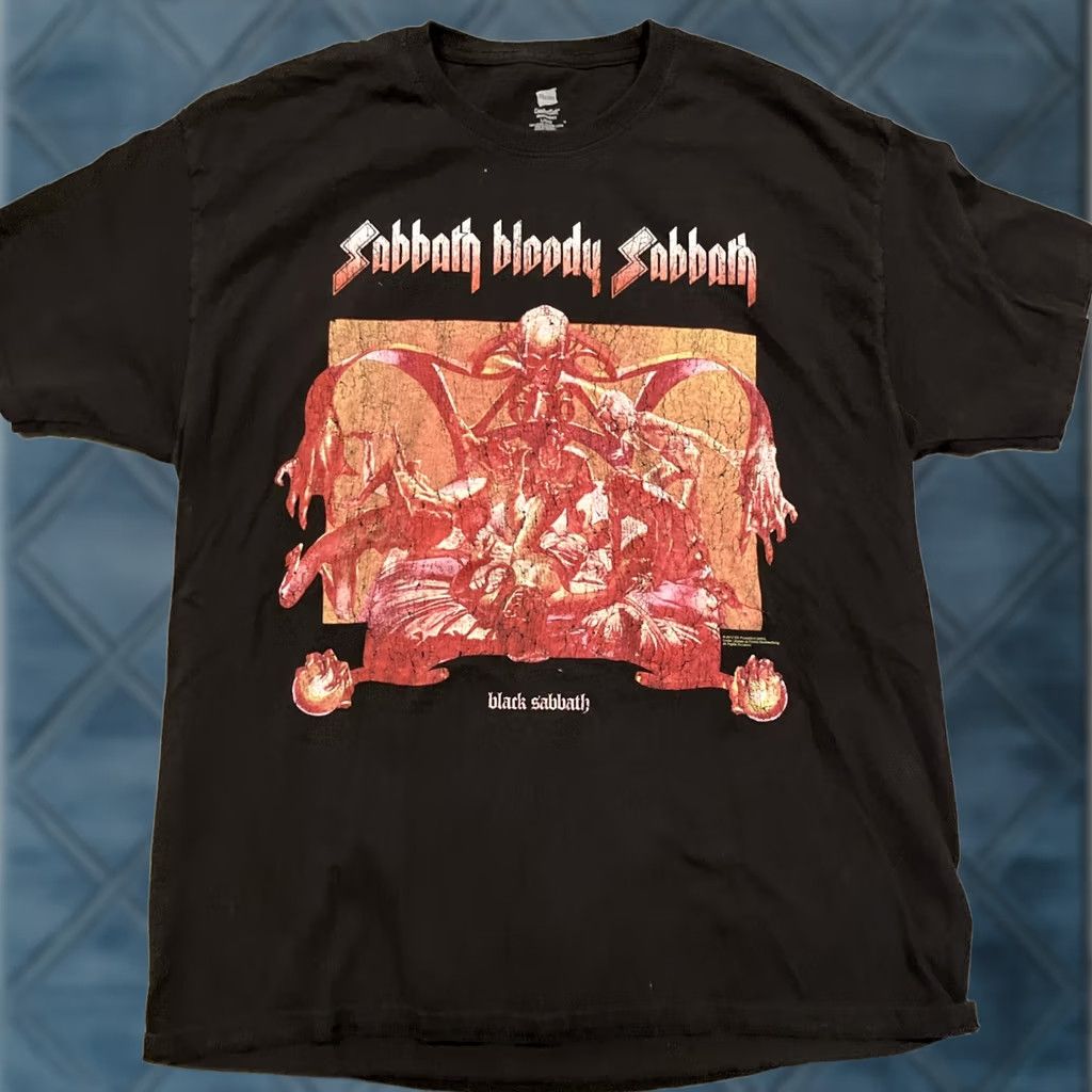Hanes VINTAGE Black Sabbath Hanes Sabbath Bloody Sabbath Black T Shirt Large Men Size US L / EU 52-54 / 3 - 1 Thumbnail