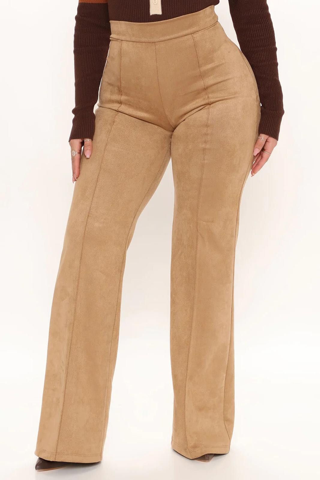 Fashion Nova Victoria High Waisted Faux Suede Dress Pant 35 - Mocha Size 32" / US 10 / IT 46 - 1 Thumbnail
