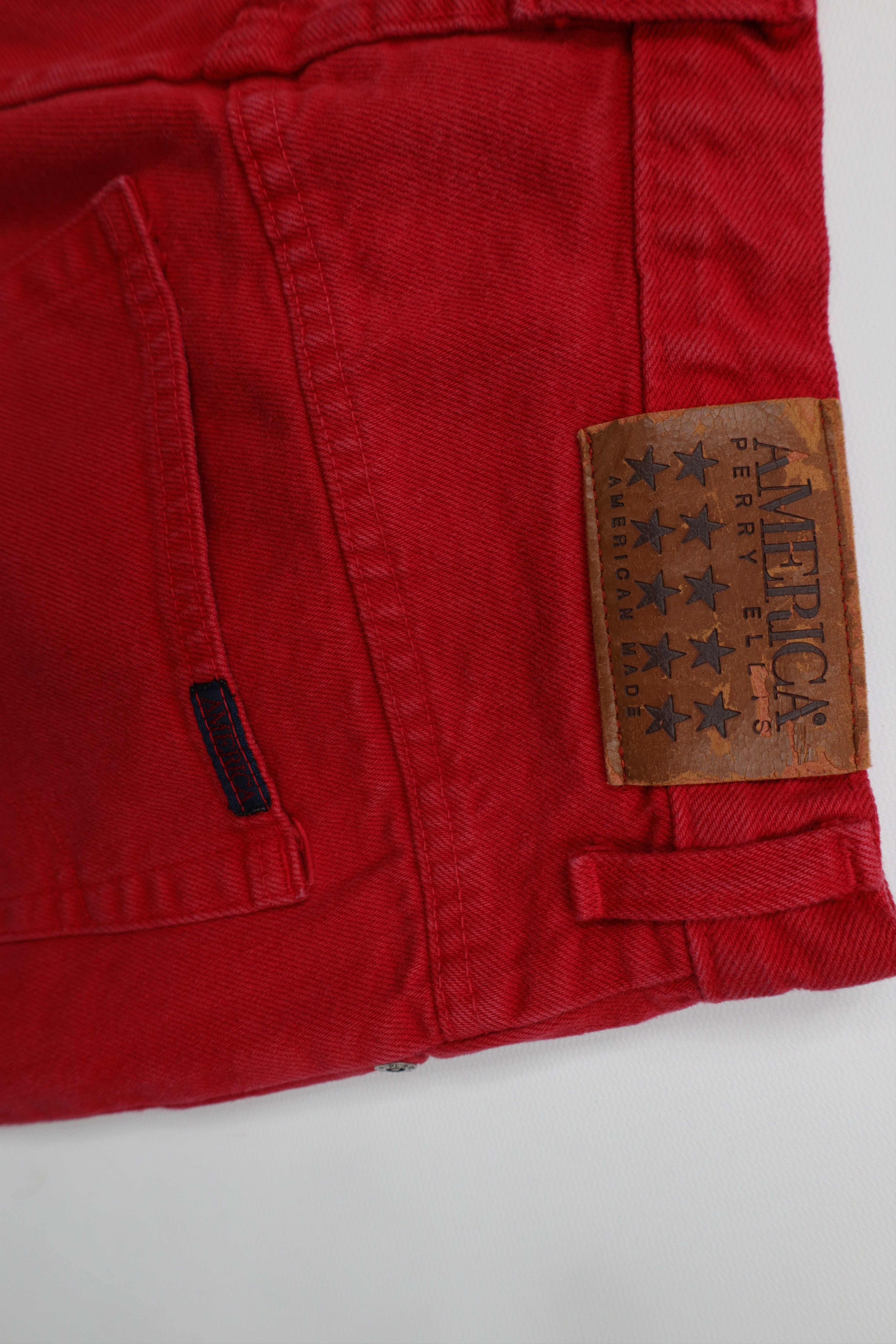 Perry Ellis Vintage 90s Perry Ellis Denim Jean Shorts Jorts Red USA Size US 30 / EU 46 - 15 Thumbnail