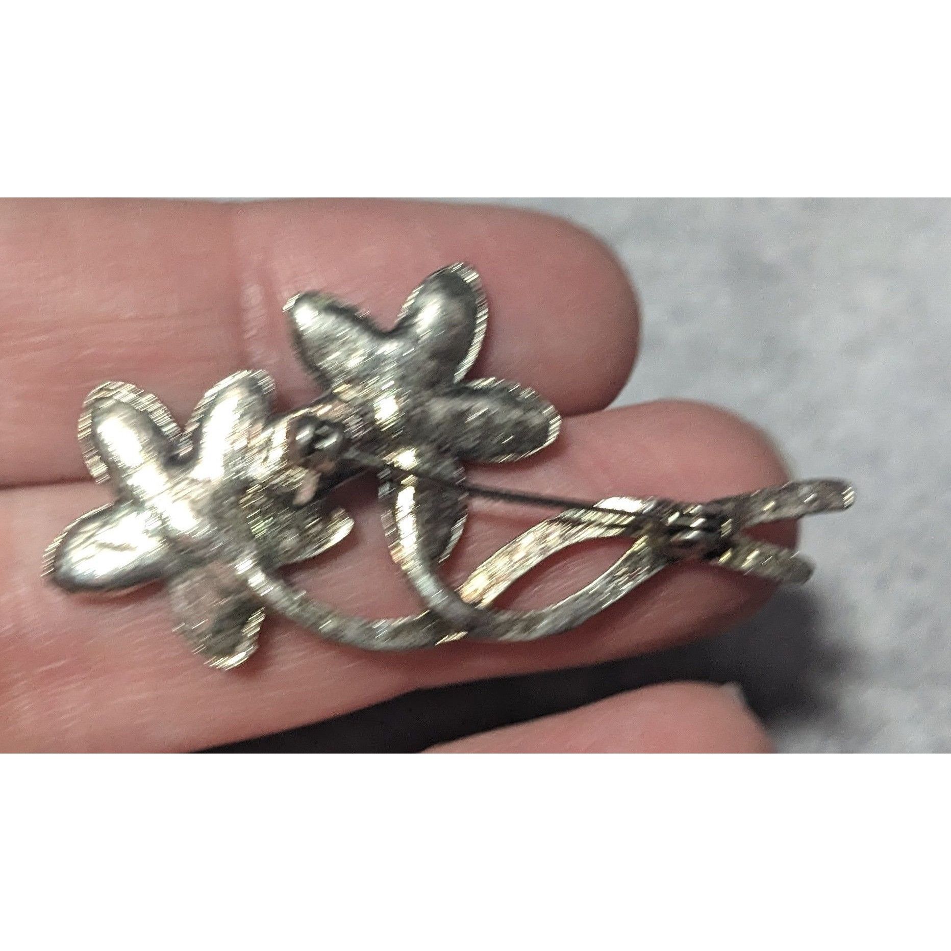 Other Vintage Floral Blue Gemmed Silver Tone Brooch Size ONE SIZE - 6 Thumbnail
