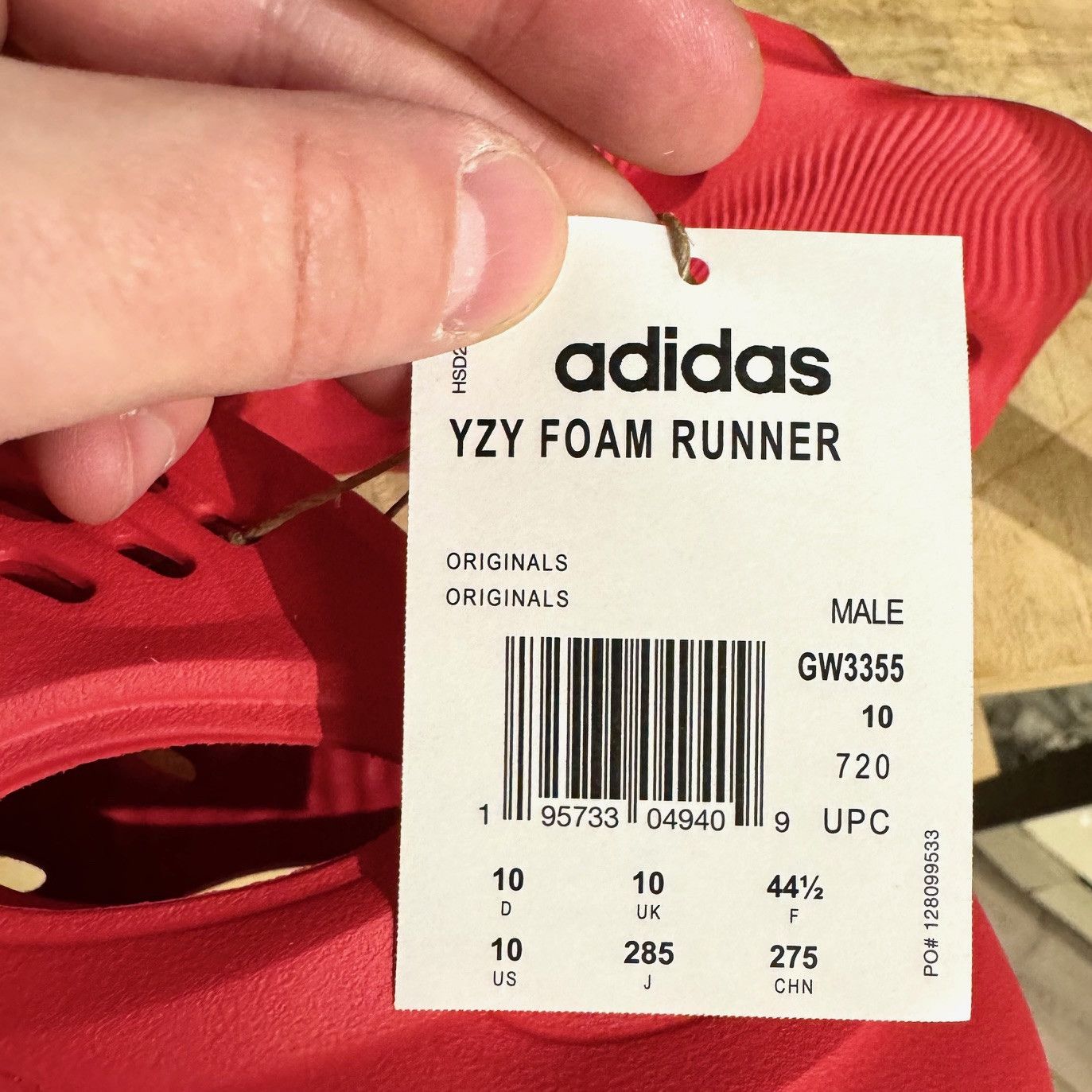 Adidas × Kanye West Adidas Yeezy Foam Vermillion Runner Sneakers Size US 10 / EU 43 - 7 Thumbnail
