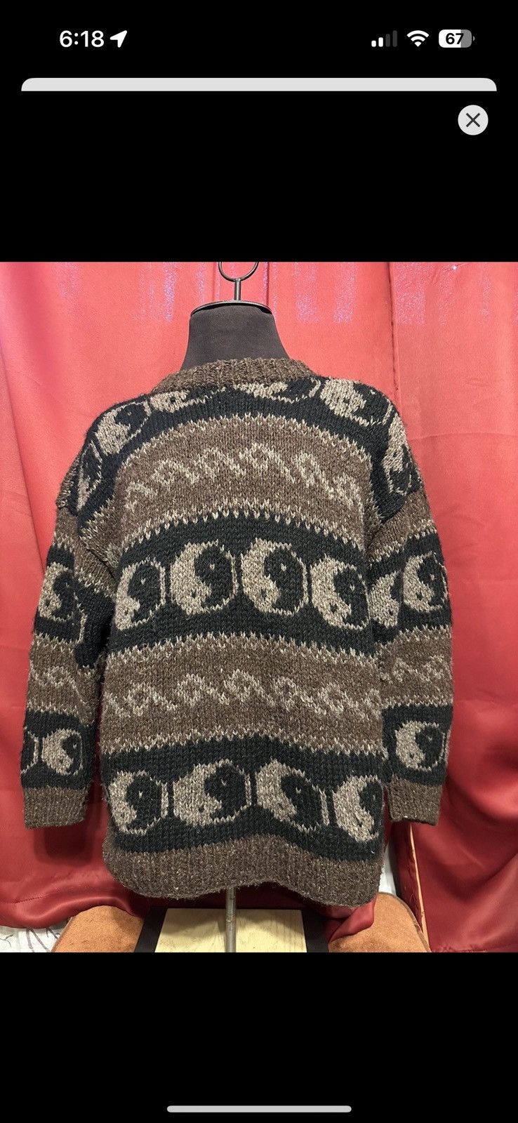 Vintage Yin Yang Sweater Handmade Chunky Knit Boho