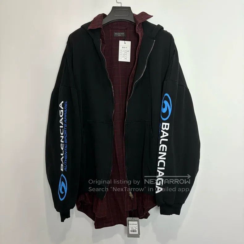 Balenciaga Balenciaga Shirt sweatshirt hybrid zip-up surf print faux Size US M / EU 48-50 / 2 - 1 Thumbnail