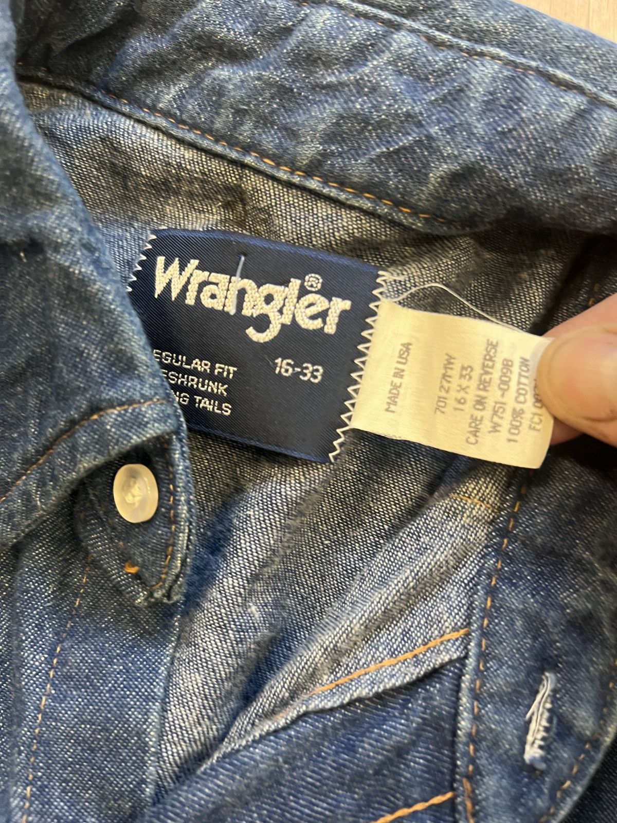 Vintage × Wrangler Vintage 80s Wrangler Denim Pearl Button Up Collared Shirt Size US XL / EU 56 / 4 - 7 Thumbnail
