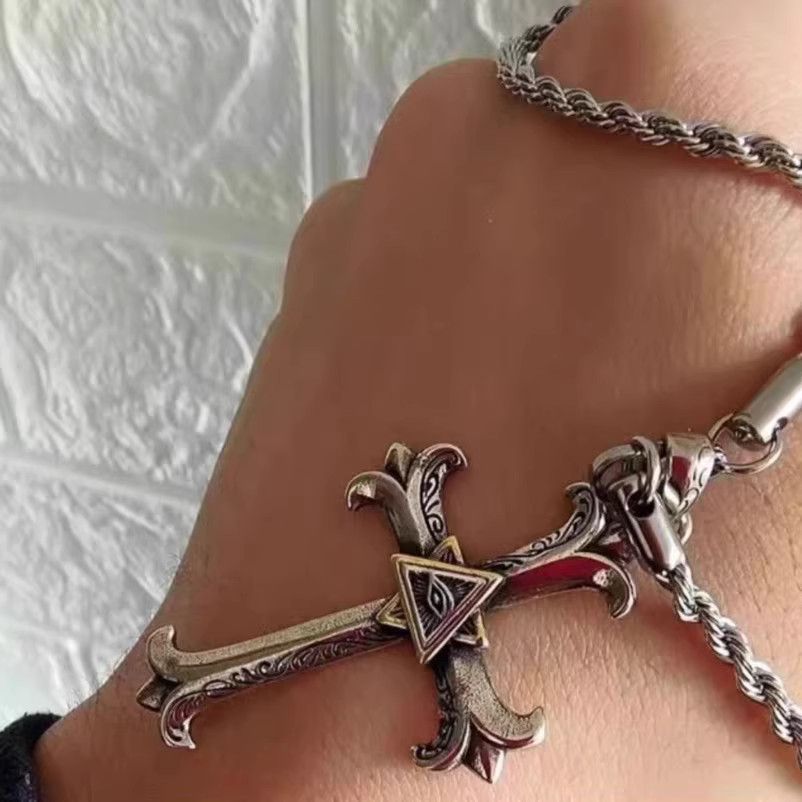 VIBE Chrome Cross Necklace Vintage chain Size ONE SIZE - 3 Thumbnail
