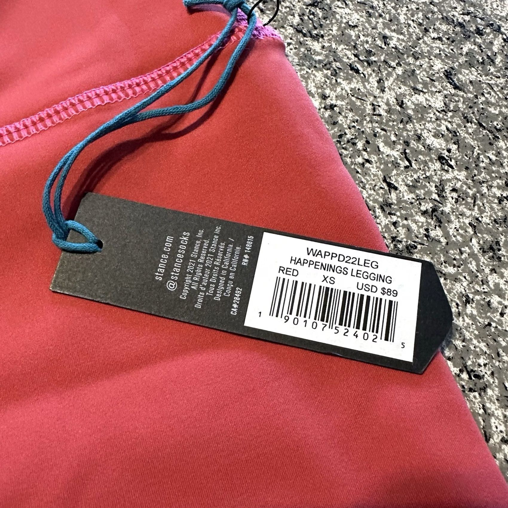Vintage Stance Leggings Women's XS 26” Inseam 7/8 Happenings Ultra Soft Nylon Blend Red Size 26" / US 2 / IT 38 - 4 Thumbnail