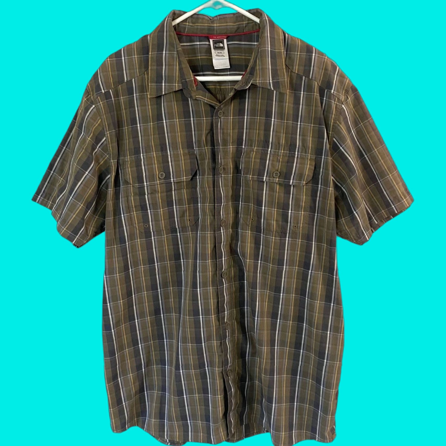 The North Face The North Face Button Up Shirt Short Sleeve Mens XL Green Plaid Chest Pockets Size US XL / EU 56 / 4 - 1 Thumbnail
