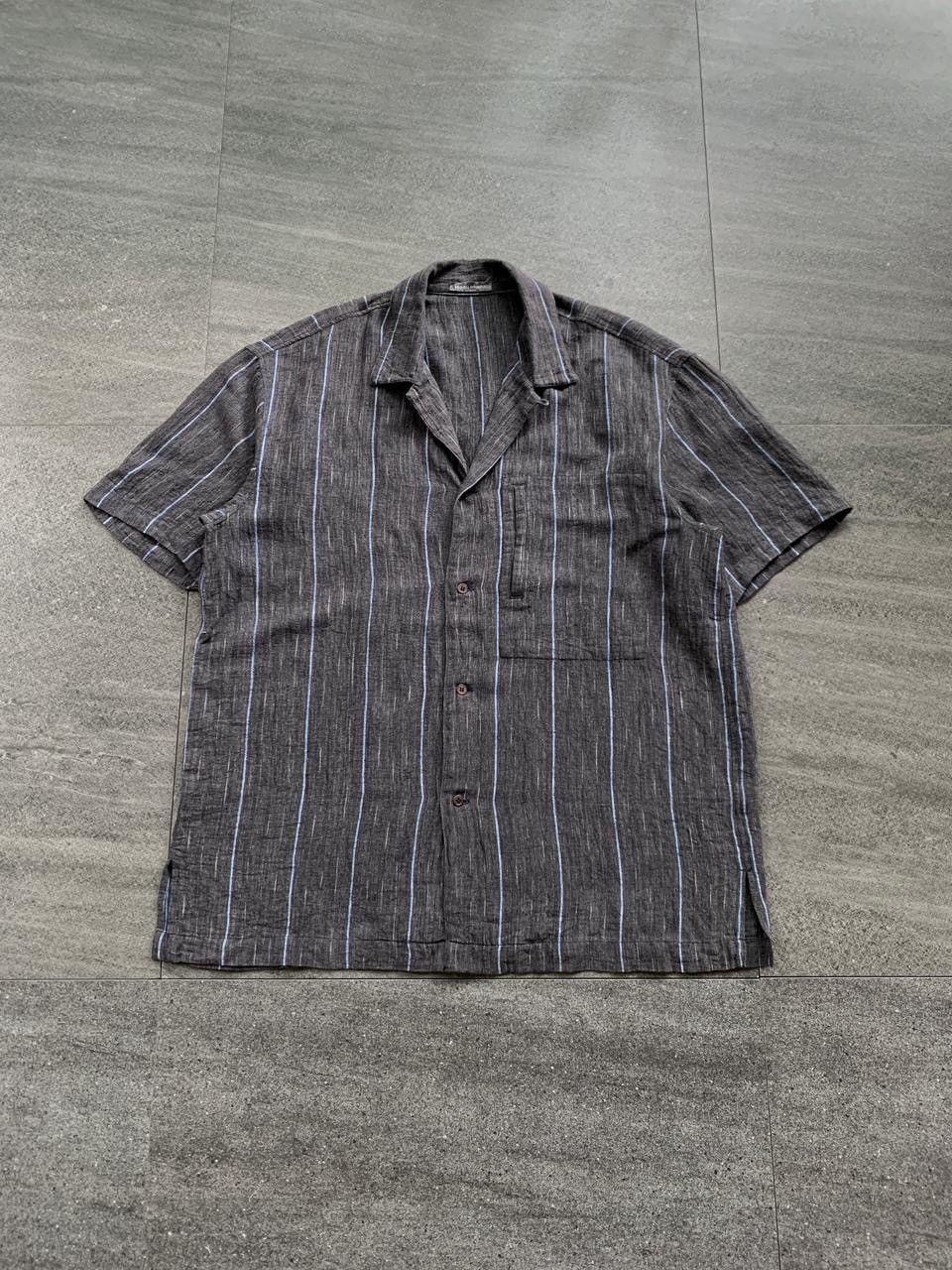 Issey Miyake FREE TAX! 90s Linen Relaxed Striped Shirt Size US L / EU 52-54 / 3 - 1 Thumbnail