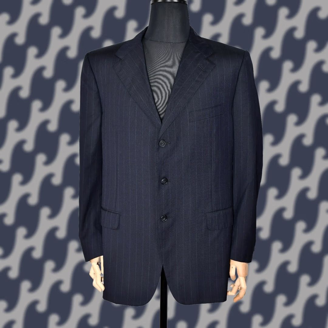 Corneliani Corneliani Blazer Striped Wool Men US 46 Size 46 100% Wool Brown Jacket/Blazer Style 100% Gen Size 46R - 1 Thumbnail